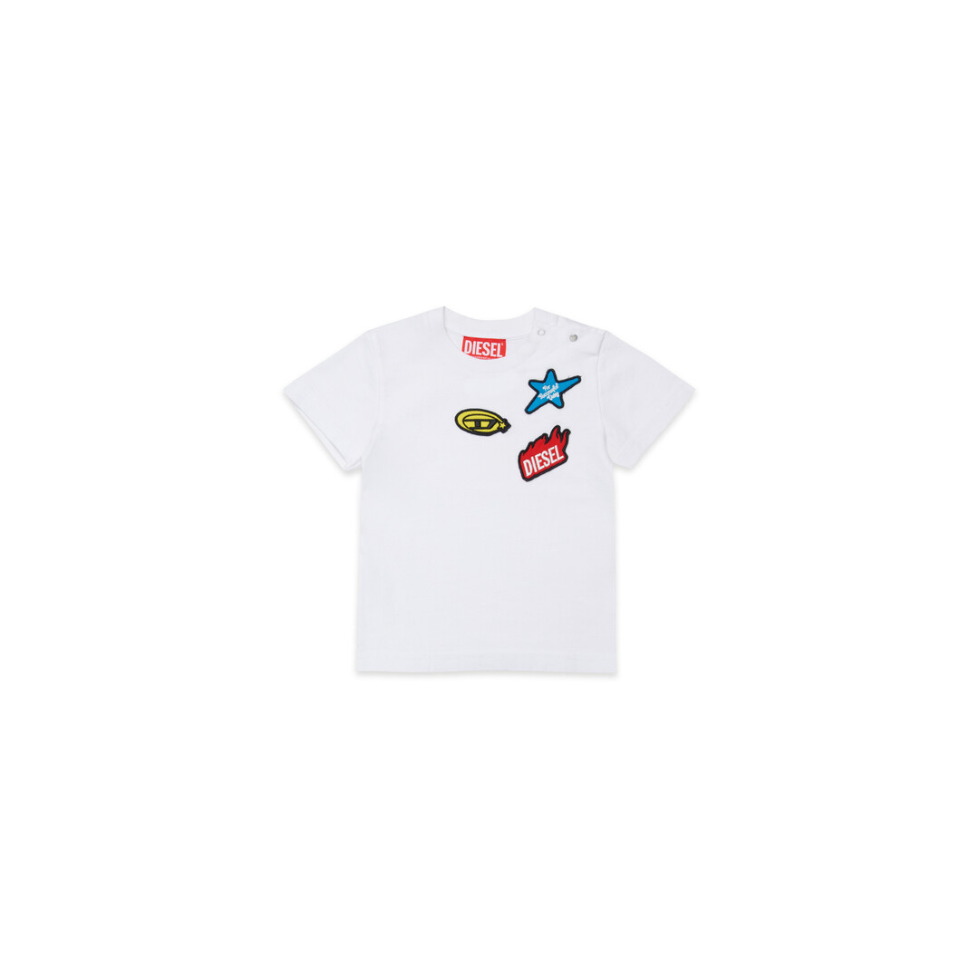 Diesel - T-shirt en coton avec des patchs - T-shirts et Hauts - Homme - Blanc
