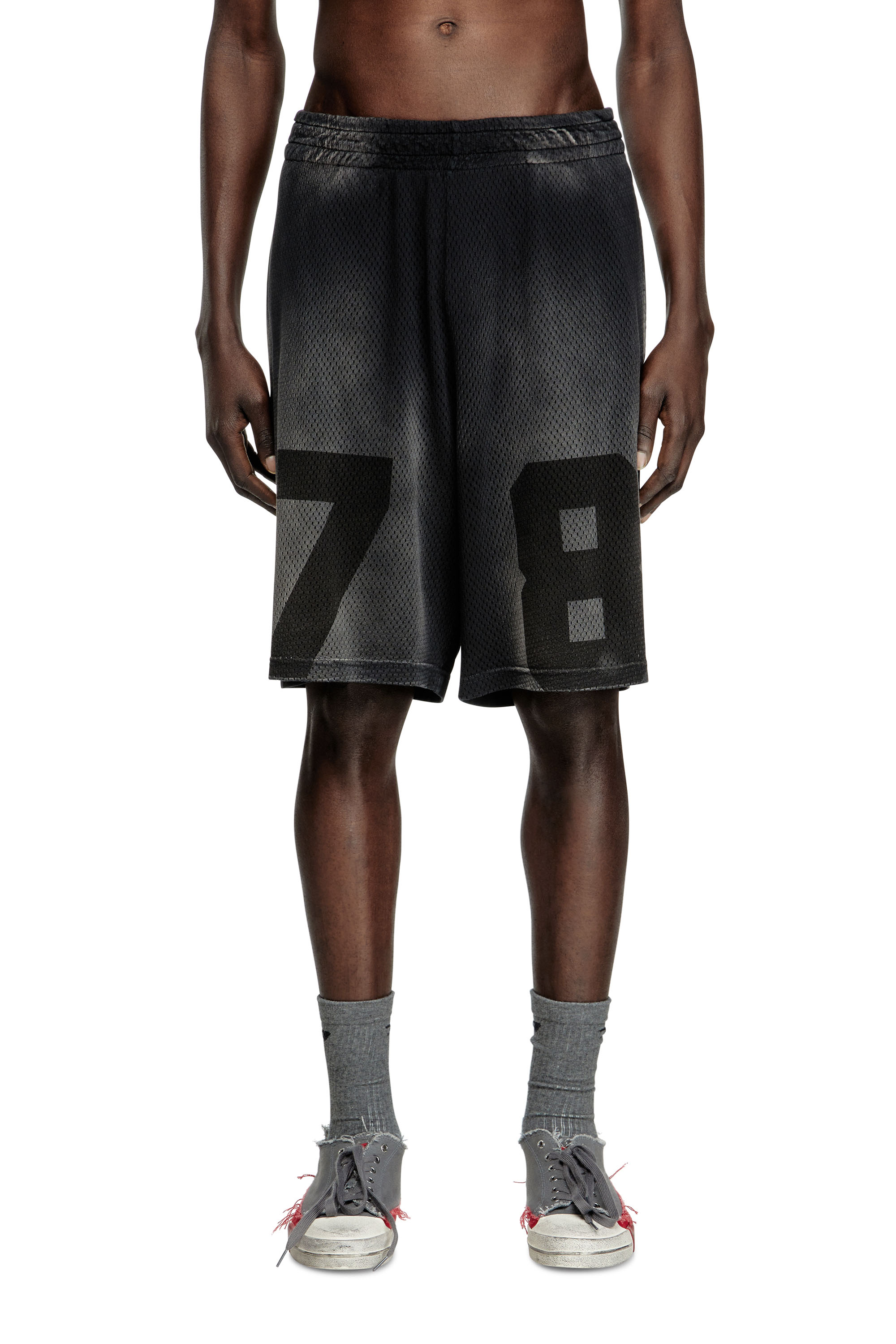 Diesel - Jersey and mesh shorts with faded effect - Shorts - Man - Black