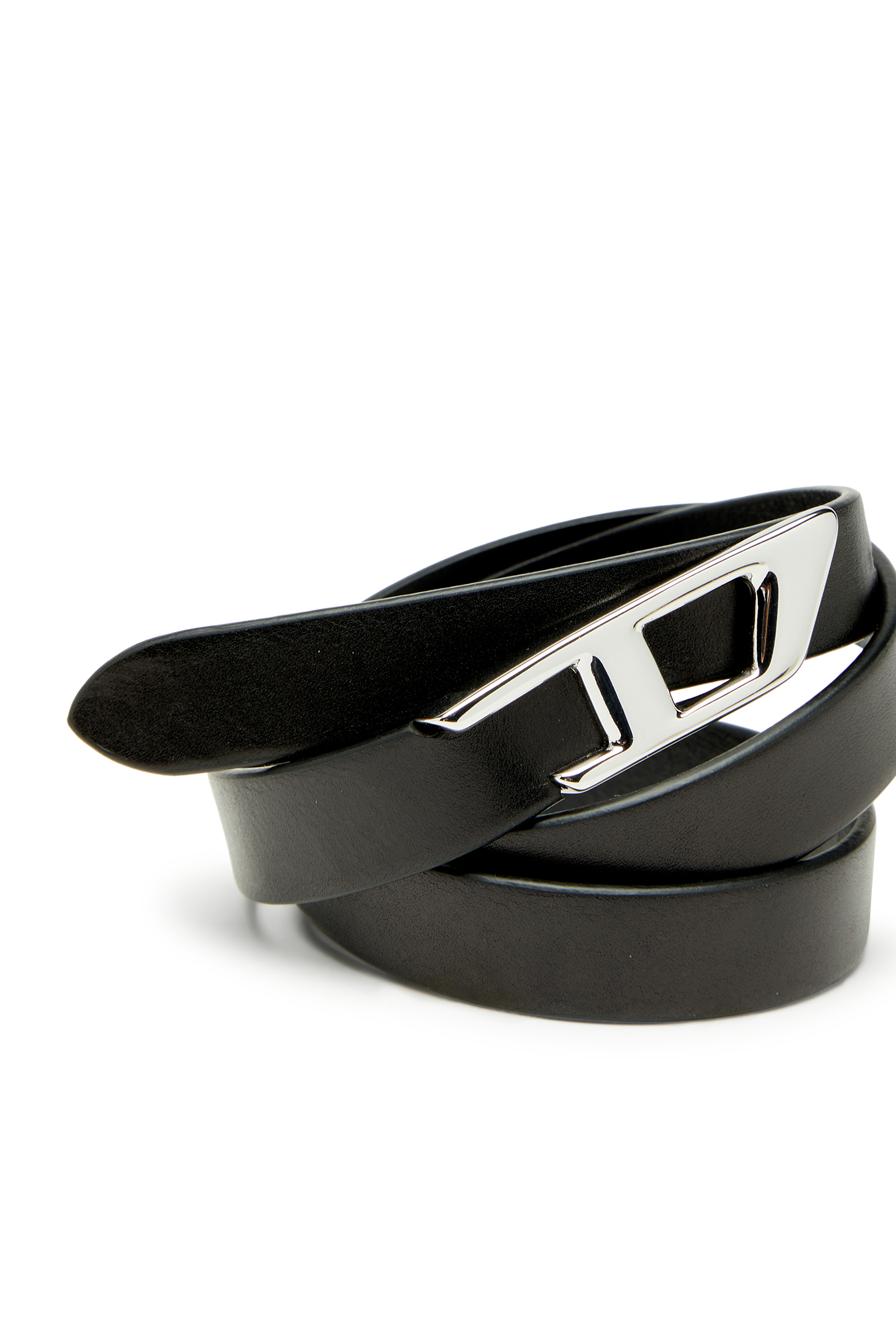 Diesel - B-D LOGO 2.0 20, Woman's 2 cm leather belt with metal D buckle in Black - 3