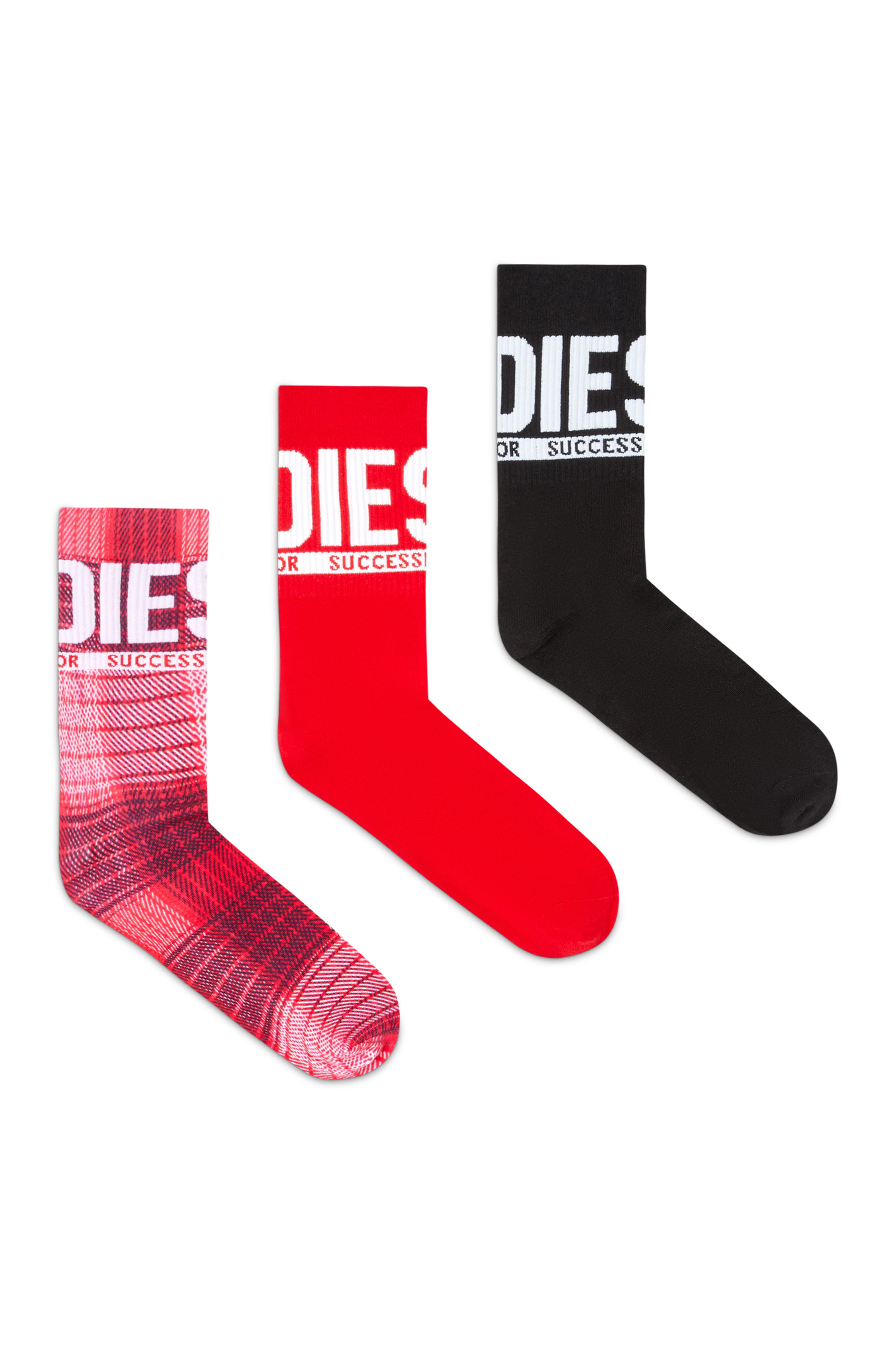Diesel Mužský Multicolor - Three-Pack Of Cotton Socks With Logo - Socks - Man Malý