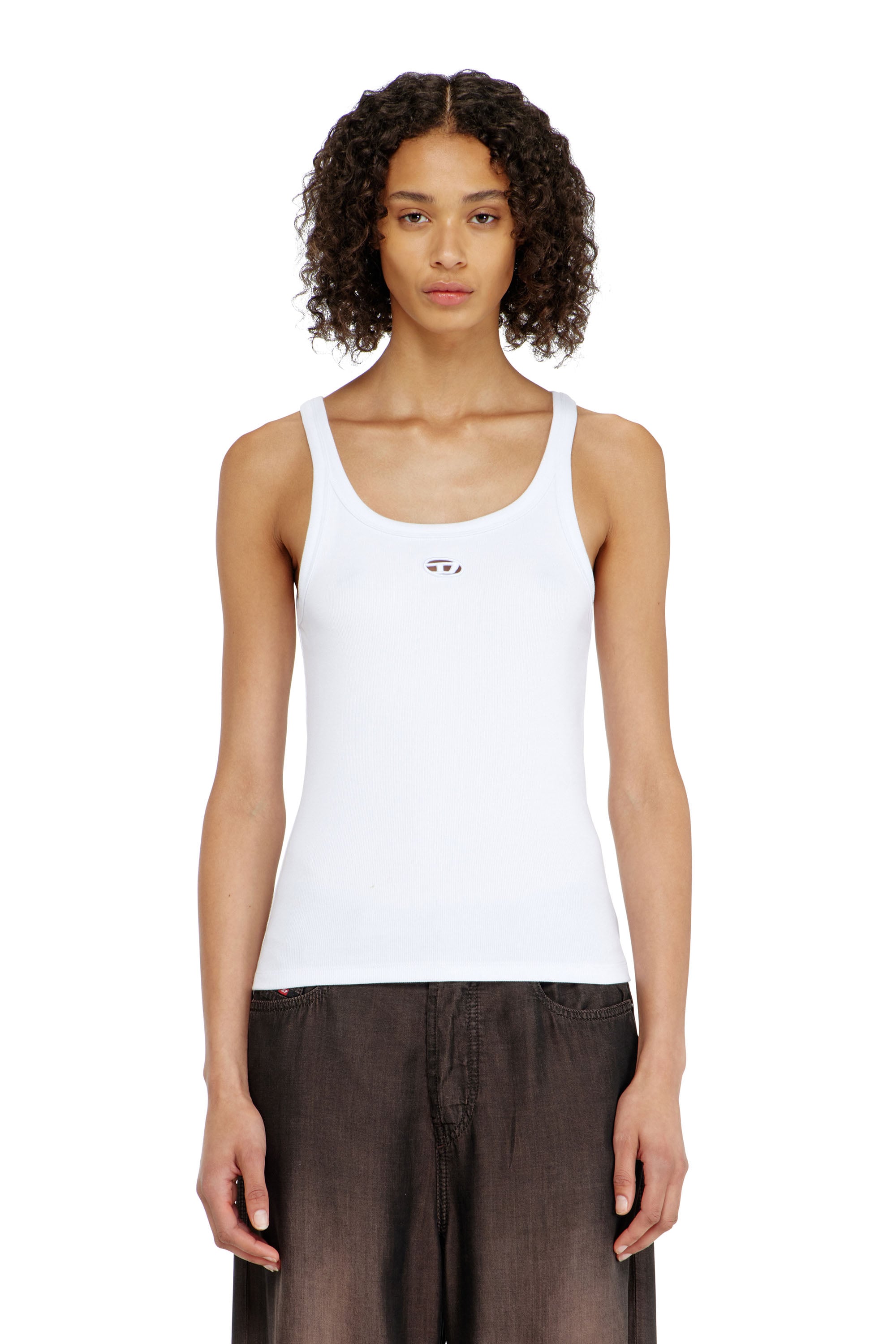 Diesel - Slim tank top with laser-cut Oval D - T-Shirts - Woman - White