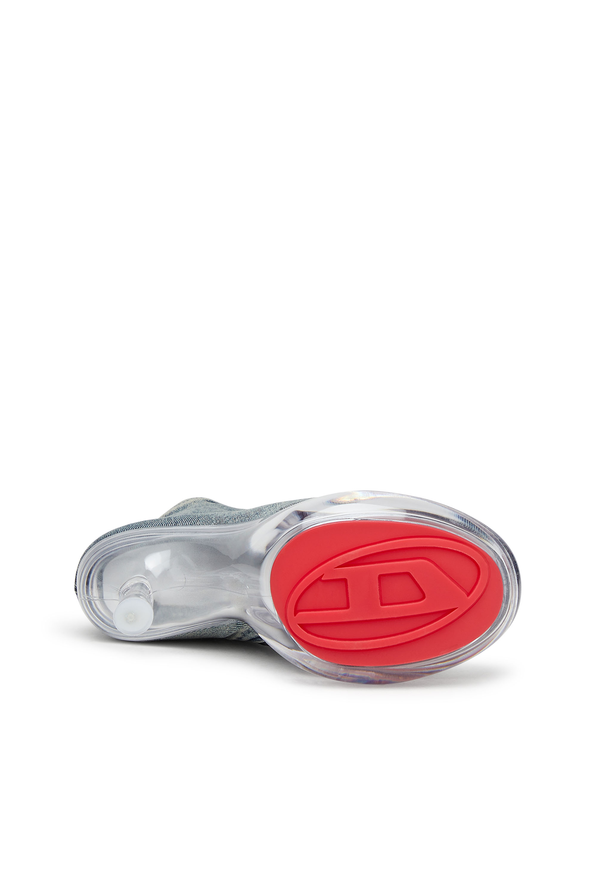 Diesel - D-LAKE PLATFORM MIDB ZIP  STRETCH, Woman's D-Lake-Platform ankle boots in denim and plexiglass in Medium blue - 4