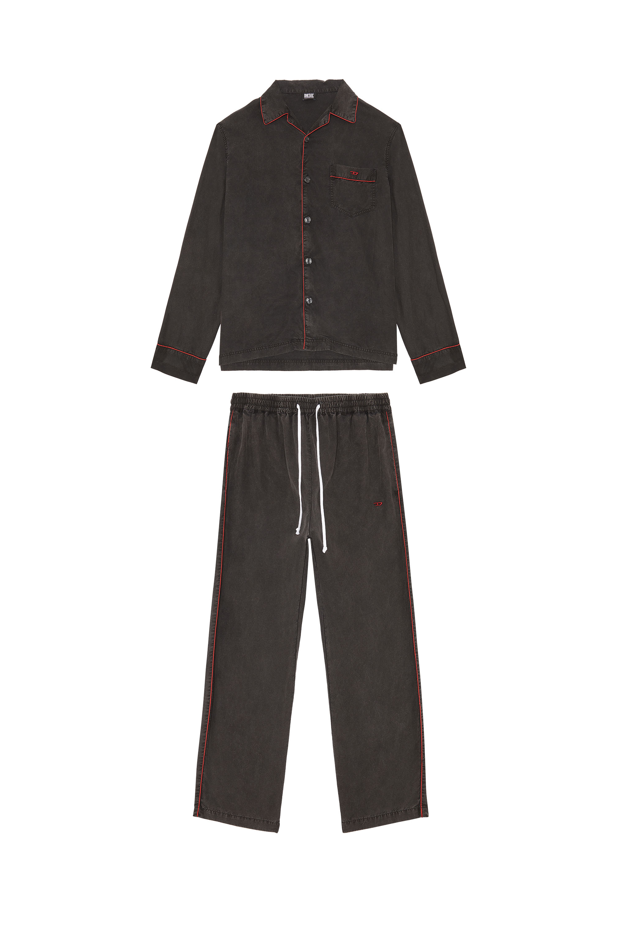 Diesel - Pijama largo con ribetes en contraste - Pijamas - Hombre - Negro