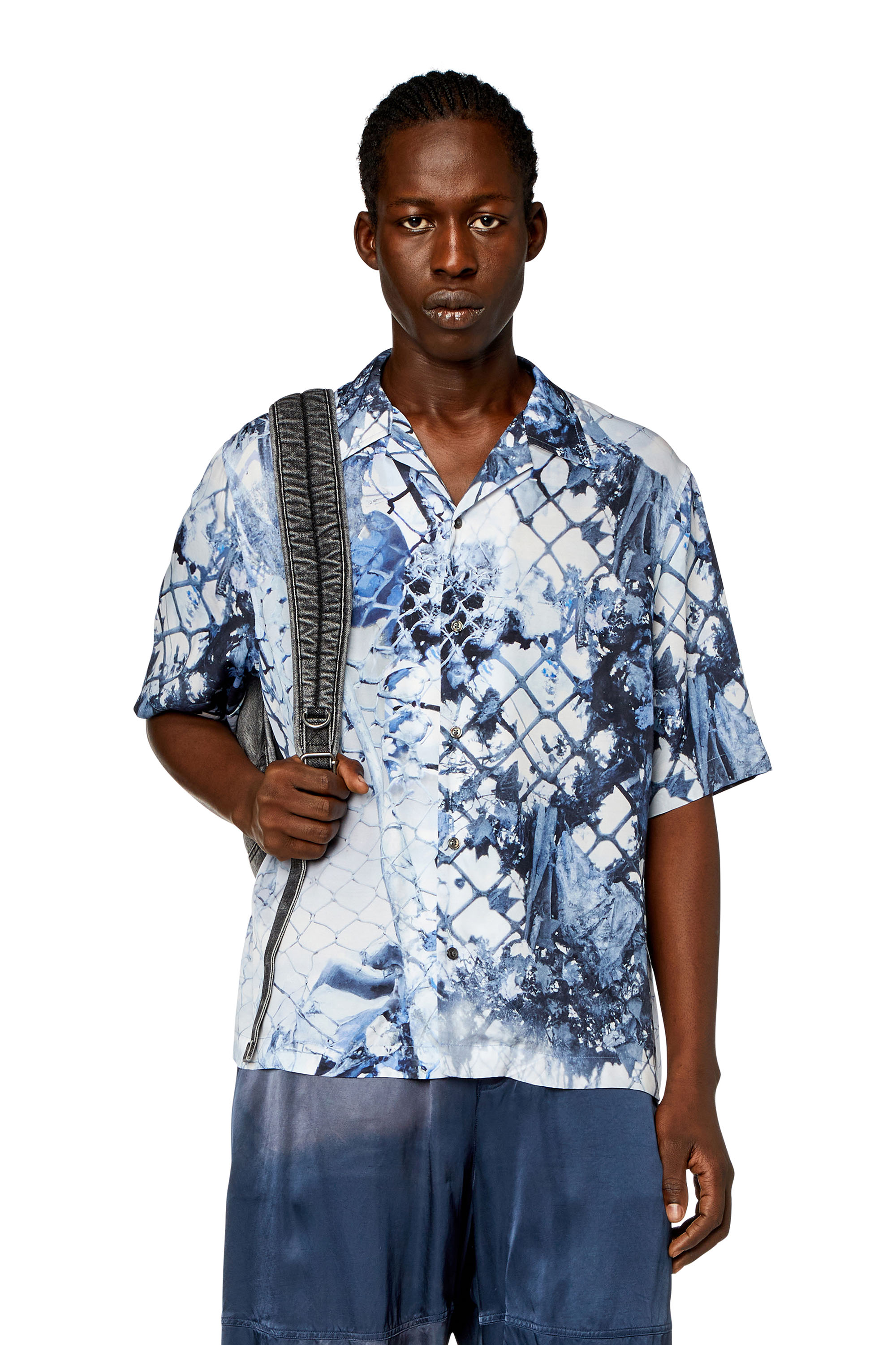 Shop Diesel Bowling Shirt With Abstract Print In Multicolor