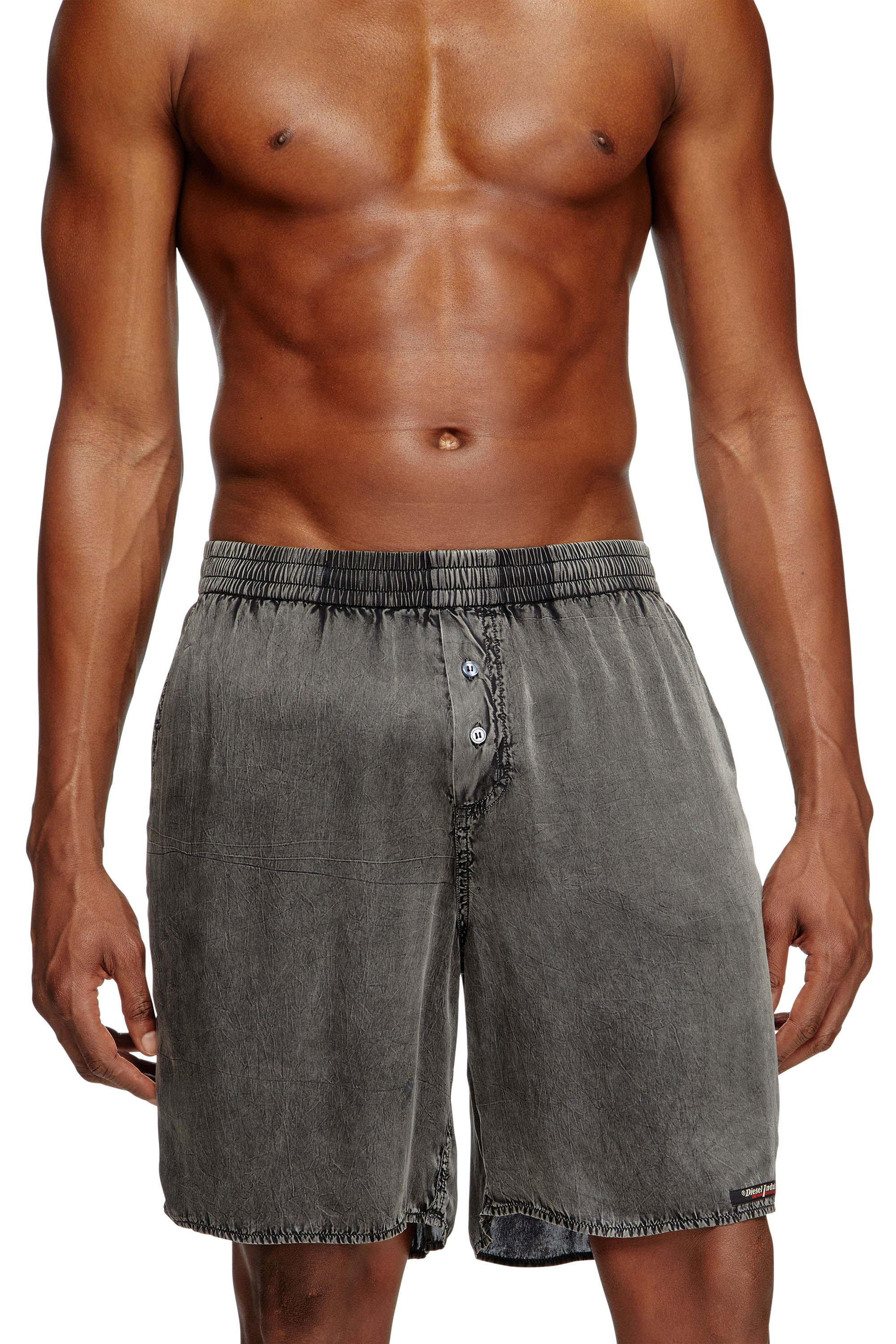 Diesel Men's Grey - Extra-Long Boxer Shorts With Denim Effect - Pants - Man