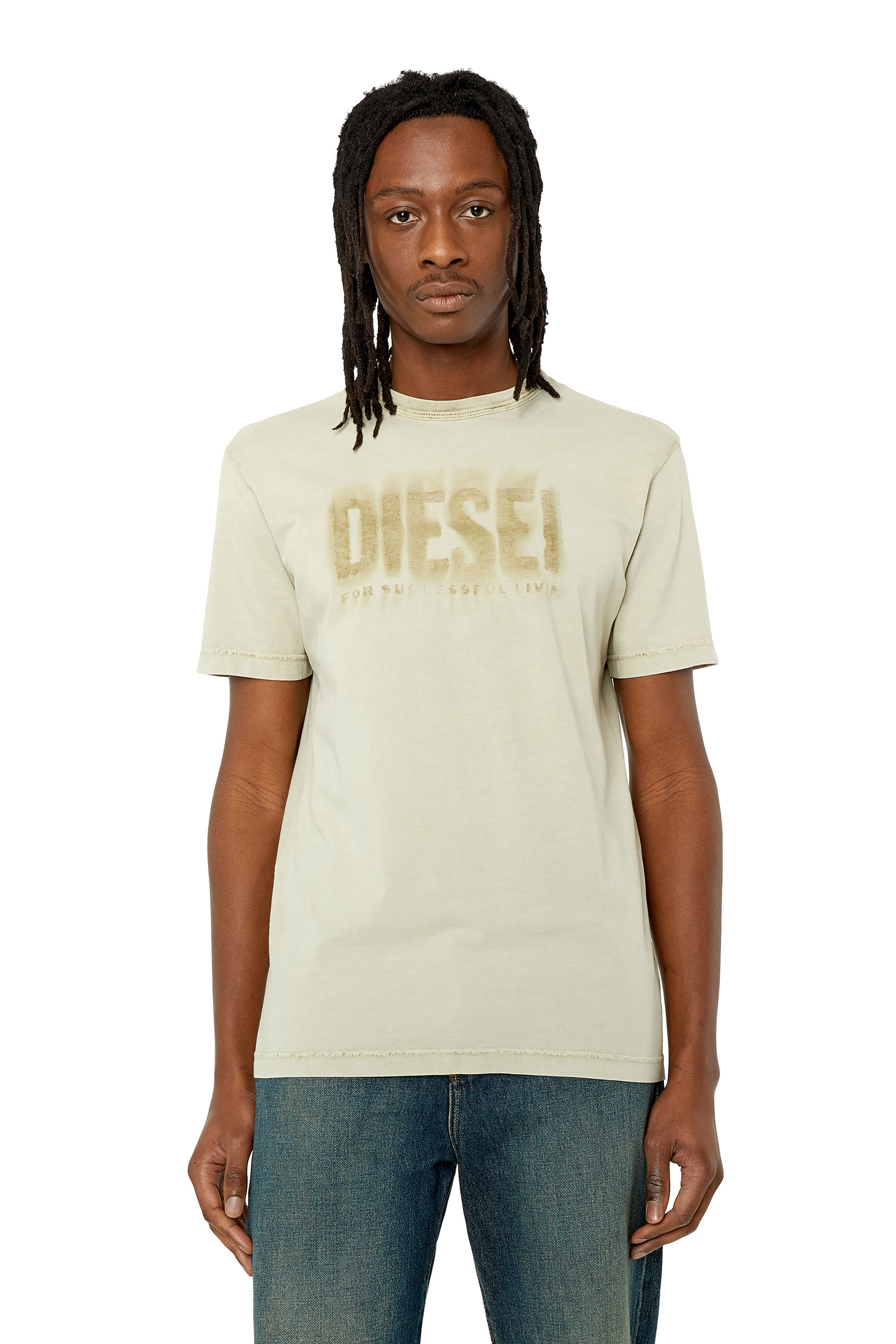Diesel - T-shirt with faded logo - T-Shirts - Man - Green
