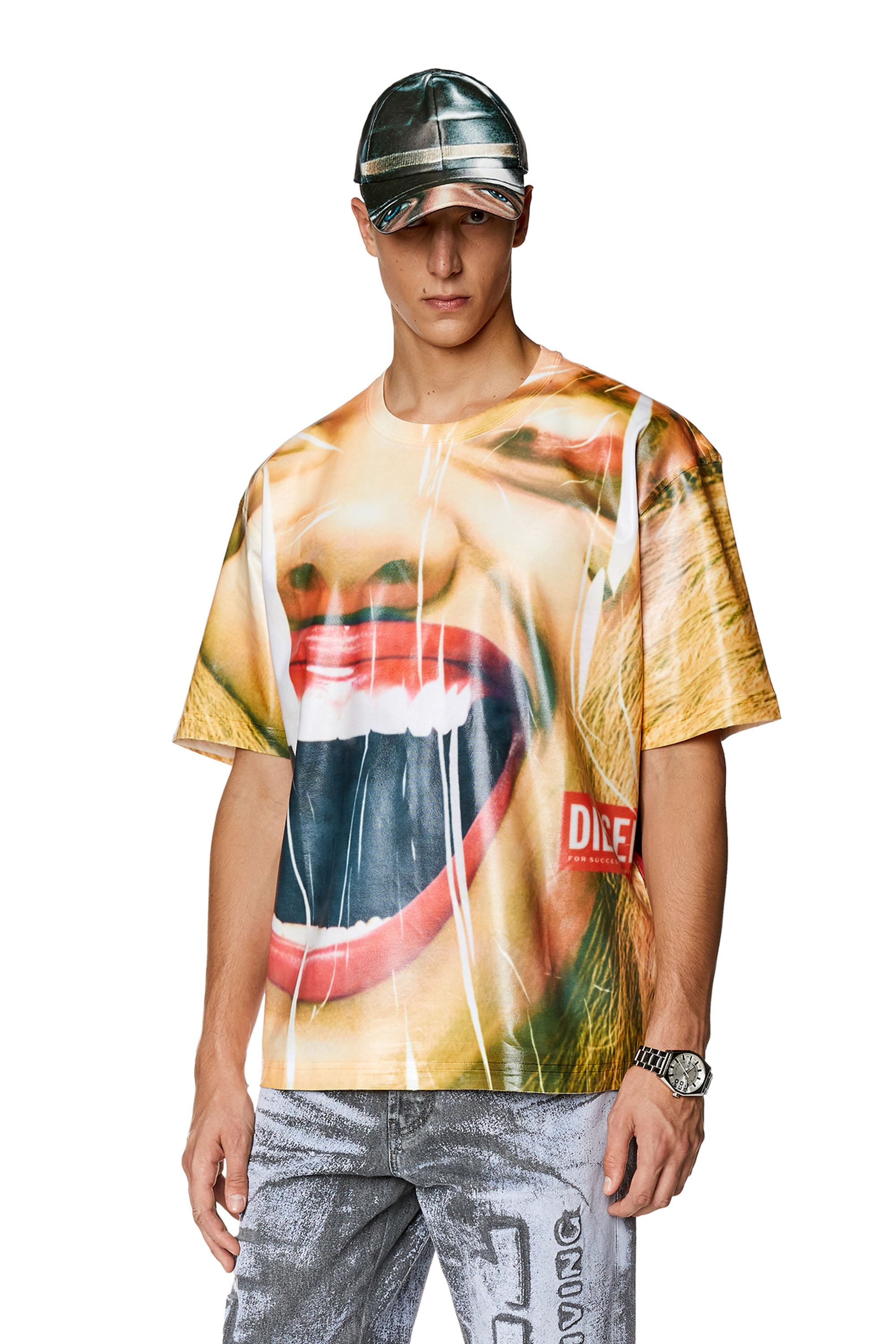 Diesel - T-shirt with smile print - T-Shirts - Man - Yellow