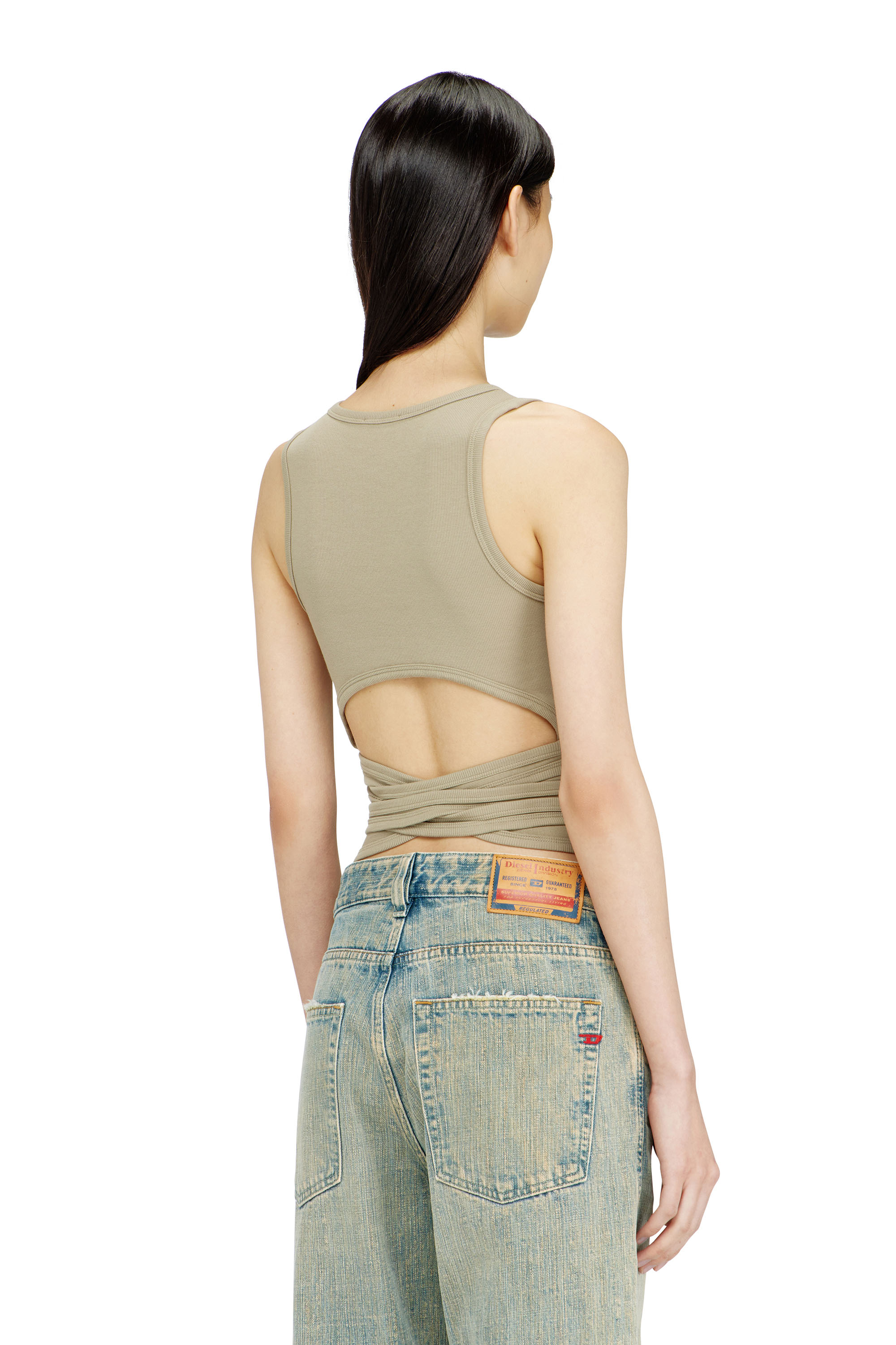 Diesel - T-ANKY-TAIL-S1, Woman's Crop top with wrap-around design in Military Green - 4