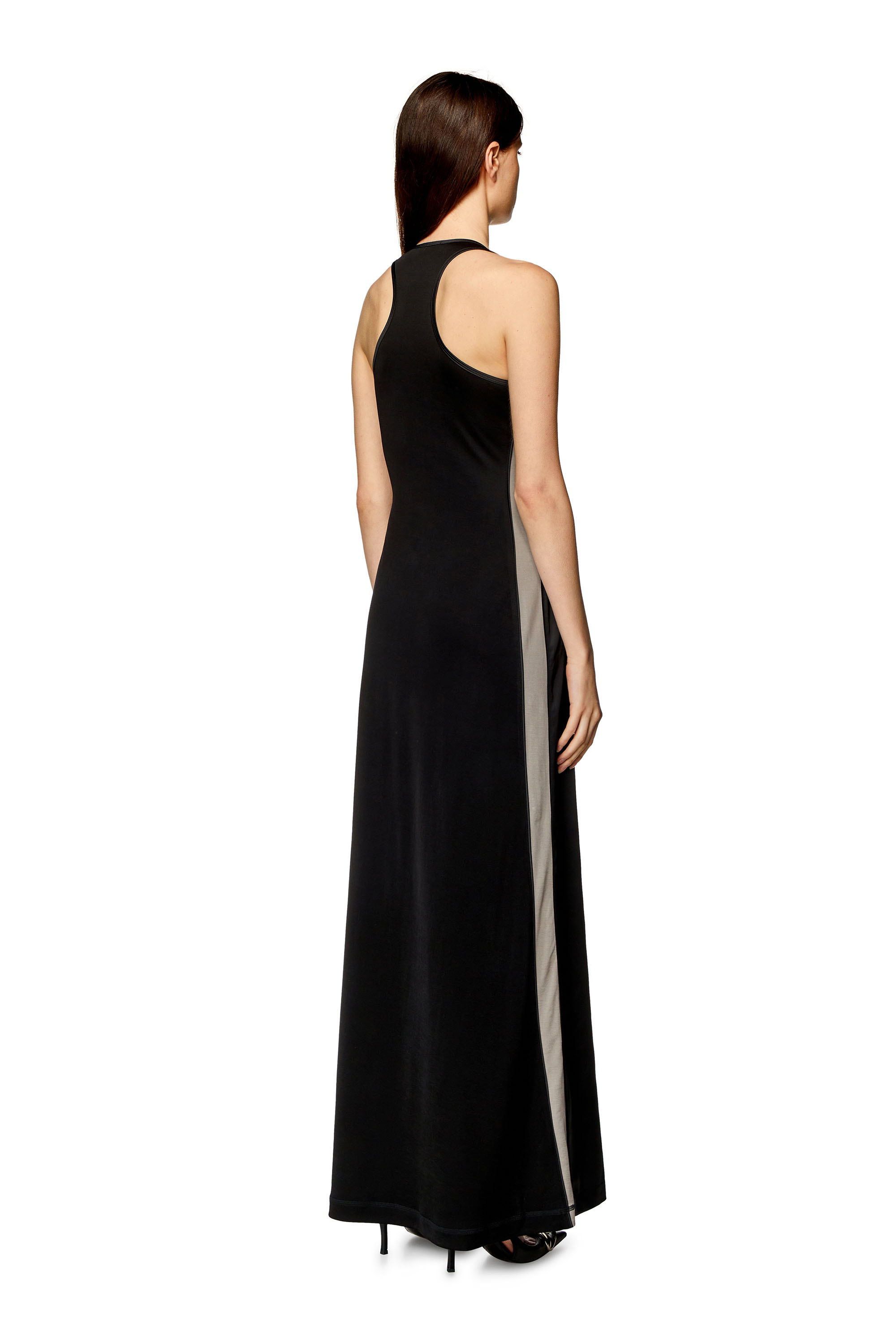 Diesel - Long dress in stretch satin and jersey - Dresses - Woman - Black