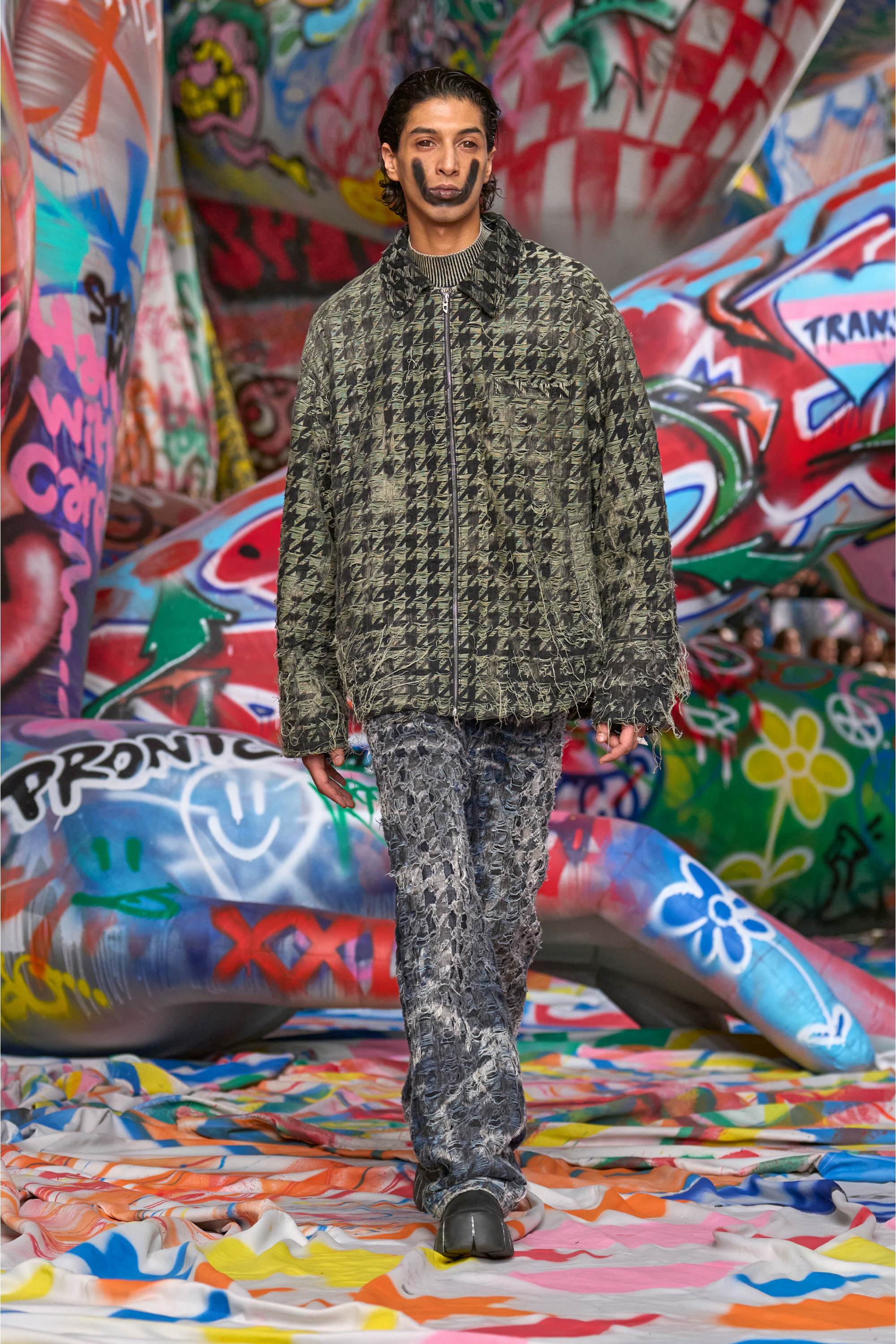 Diesel - D-ELMO-FSH, Man's Jacket in houndstooth-weave denim in Black/White - 6