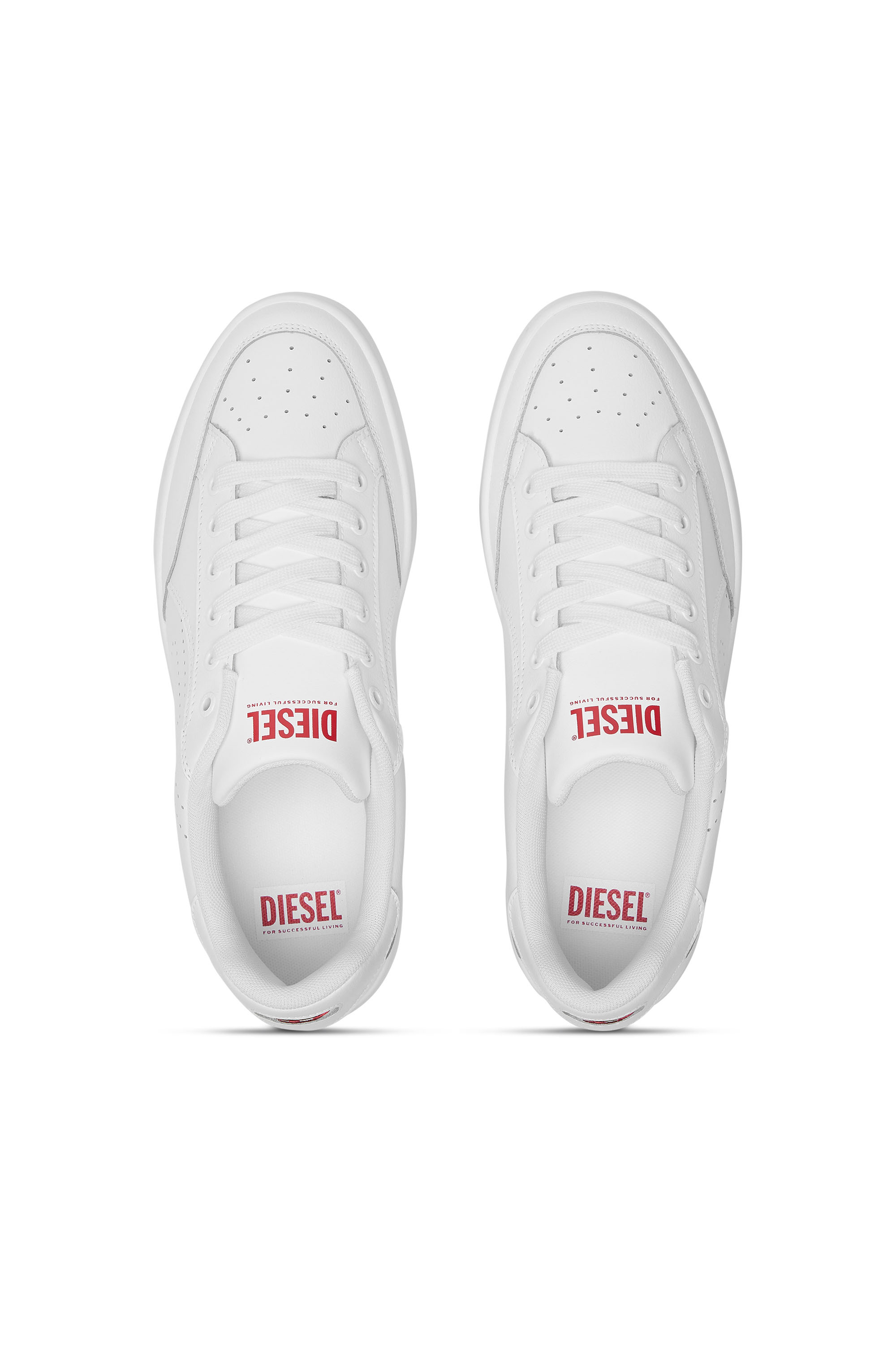 Diesel - S-DAKOTA LOW, Man's S-Dakota-Leather sneakers with perforated logo in White - 4