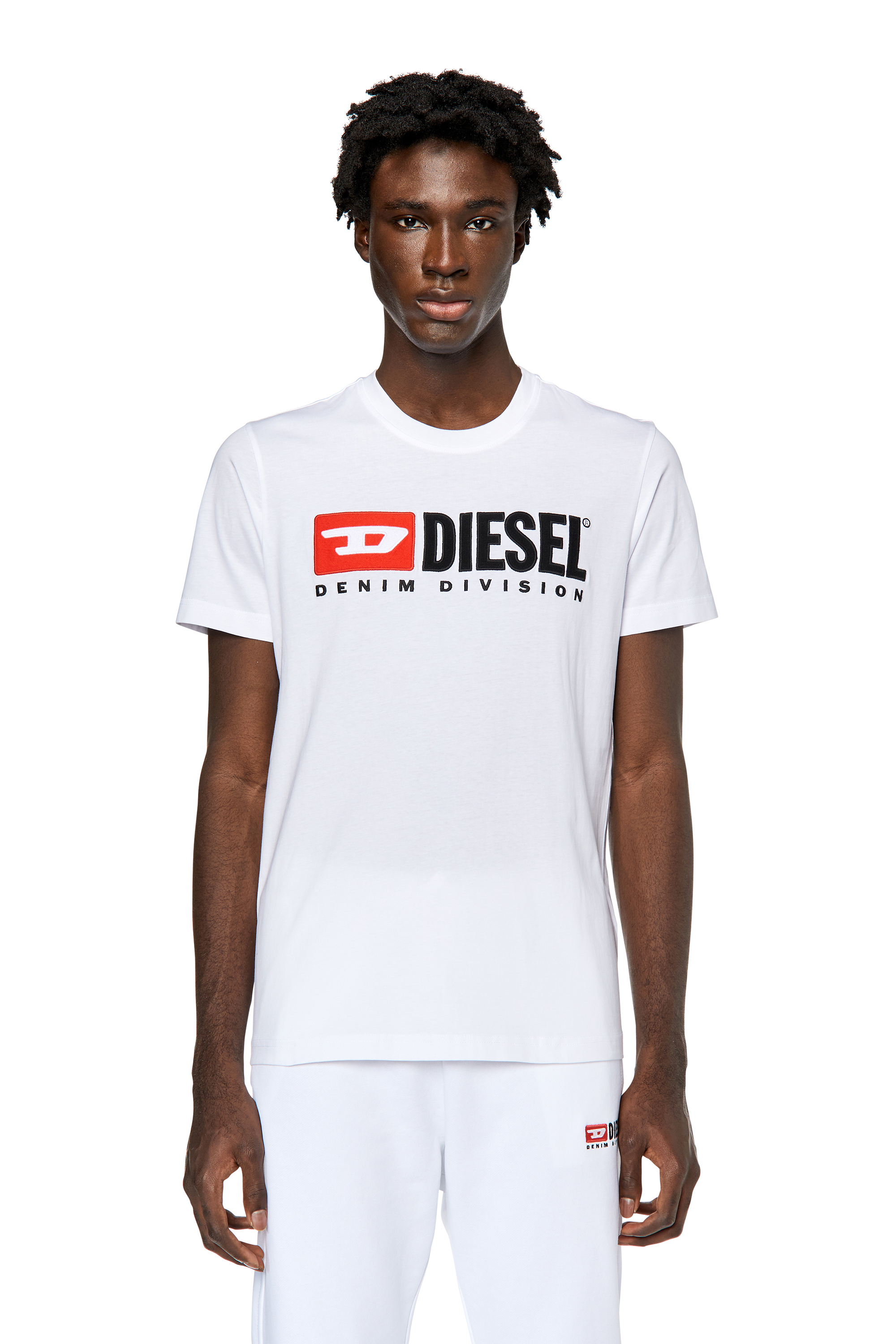 Shop Diesel T-shirt With Embroidered Logo In Bianco