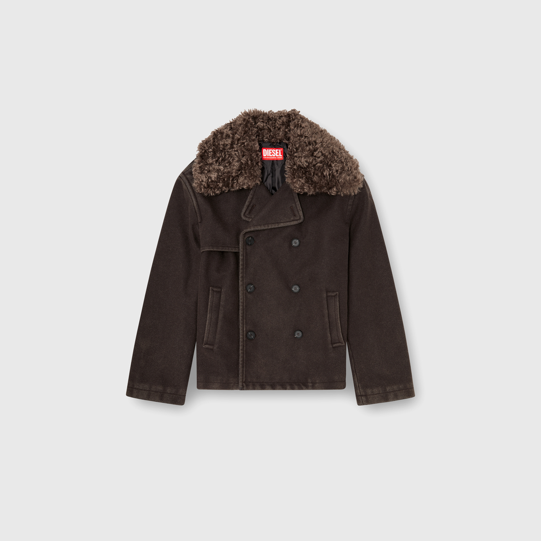 Diesel - Wool-blend peacoat with detachable collar - Winter Jackets - Man - Brown