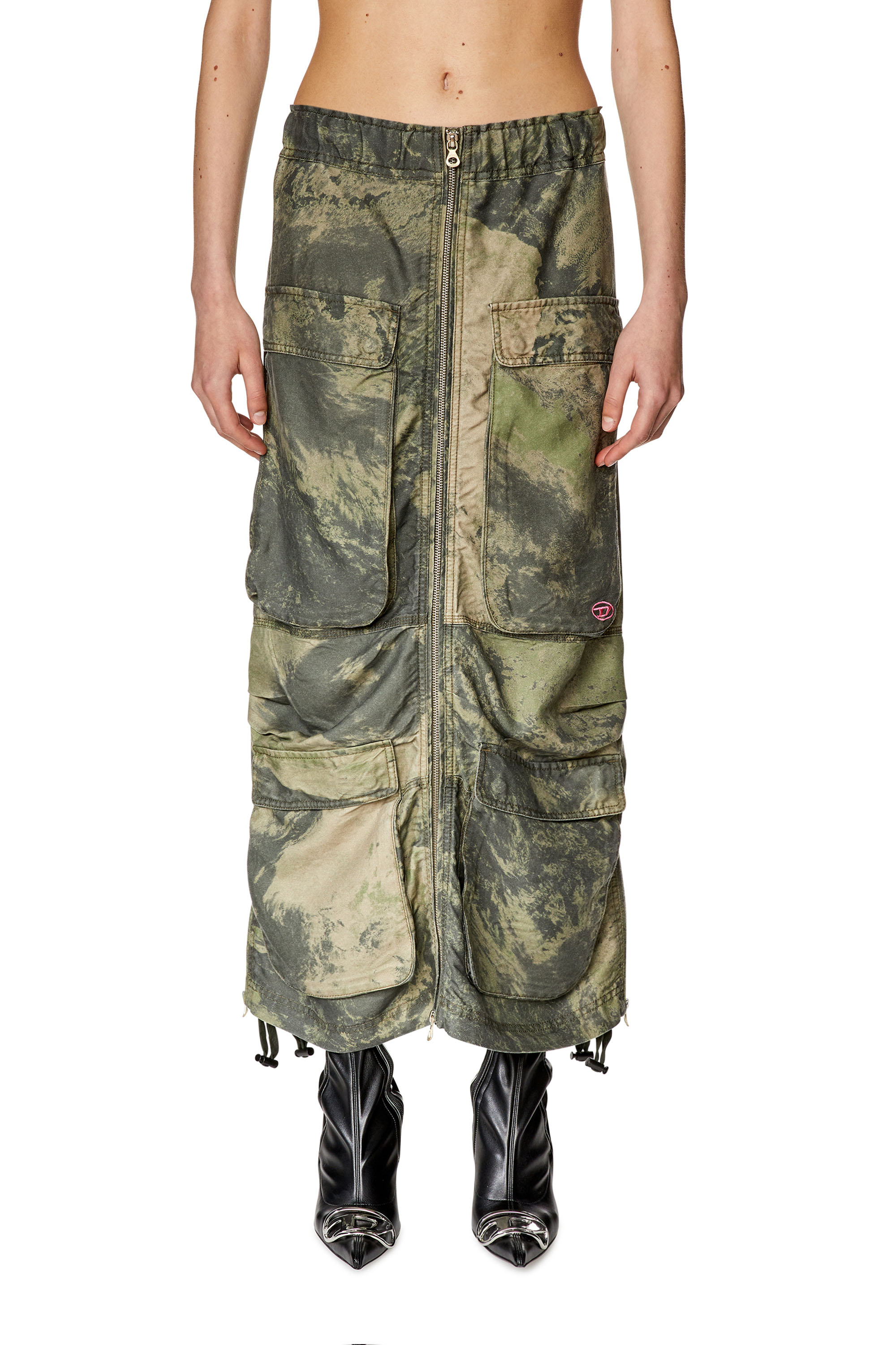 Diesel - Cargo skirt with washed print - Skirts - Woman - Green