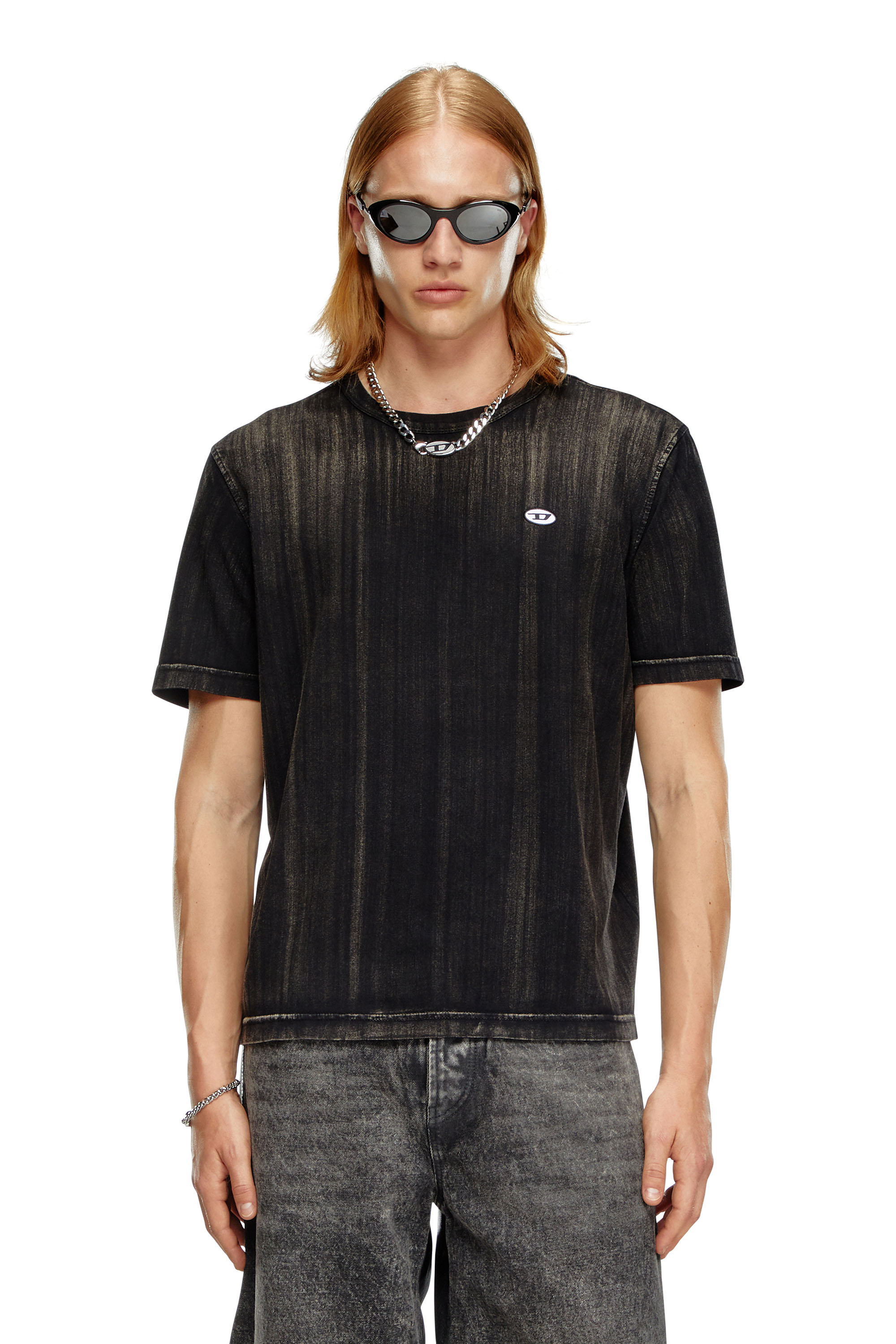 Diesel - T-shirt with brushstroke fading - T-Shirts - Man - Black