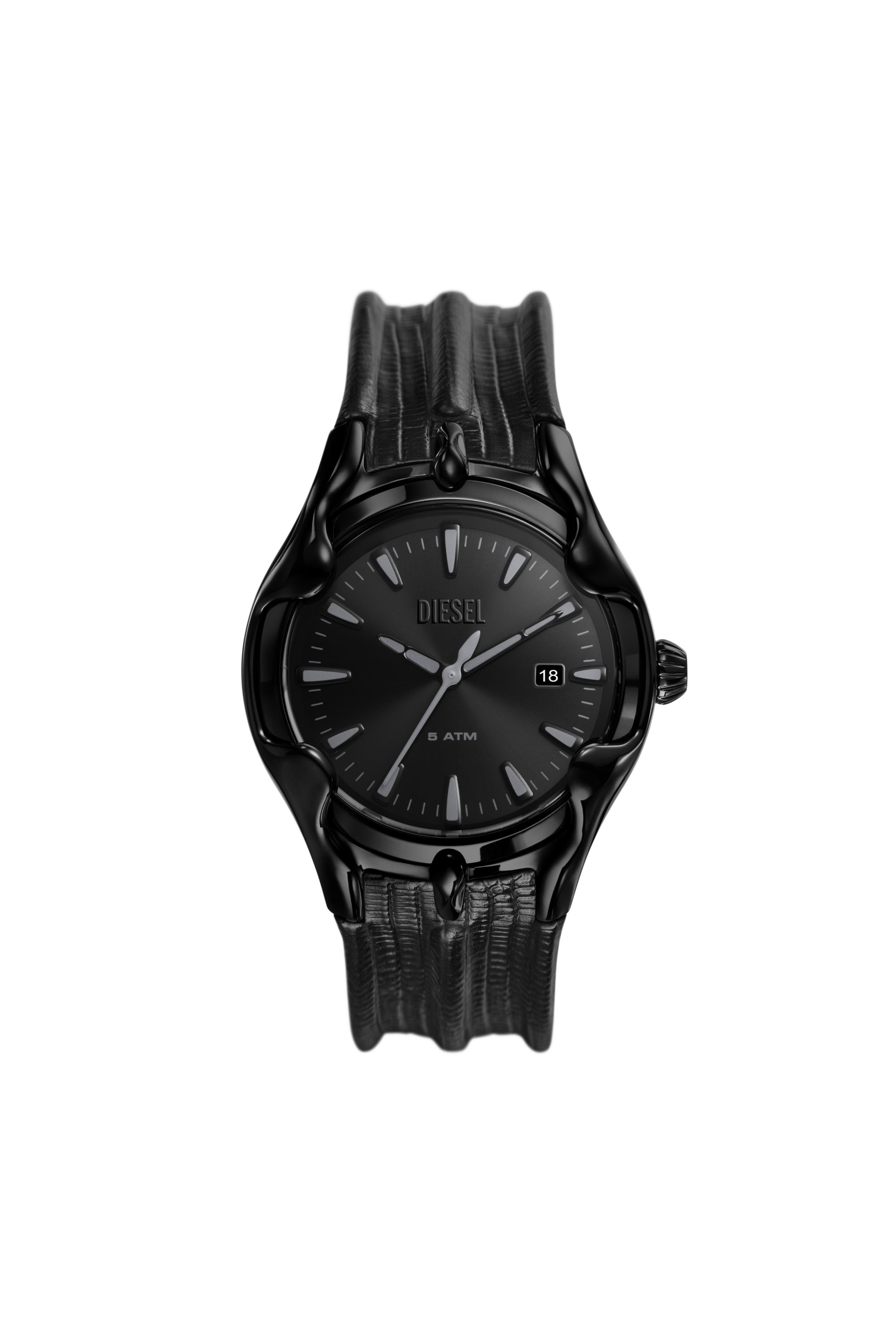Diesel - Vert Armbanduhr aus schwarzem Leder - Uhren - Herren - Schwarz