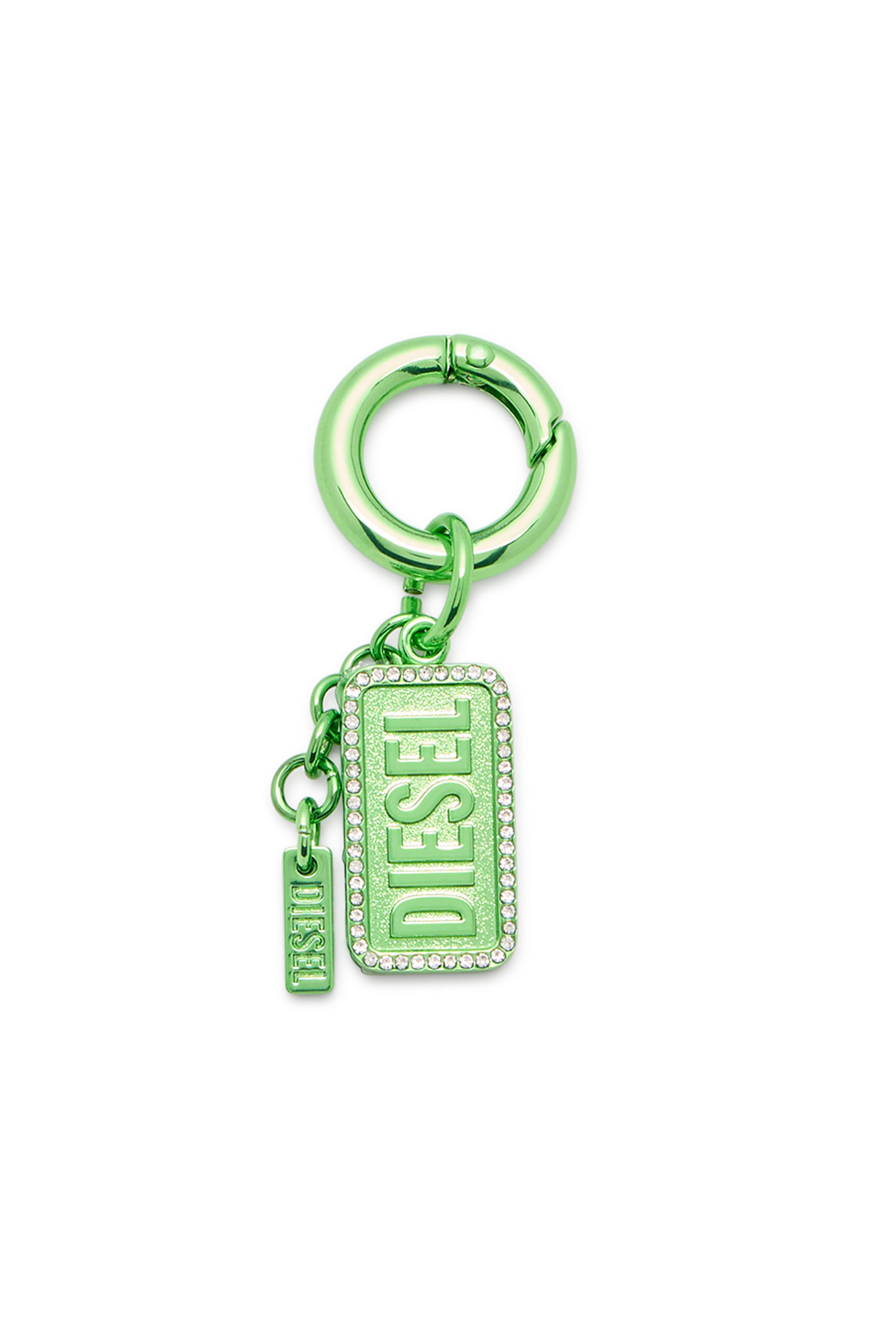 Diesel Unisex Groente - Metal Keyring With Logo And Rhinestones - Charms And Keyrings Uni