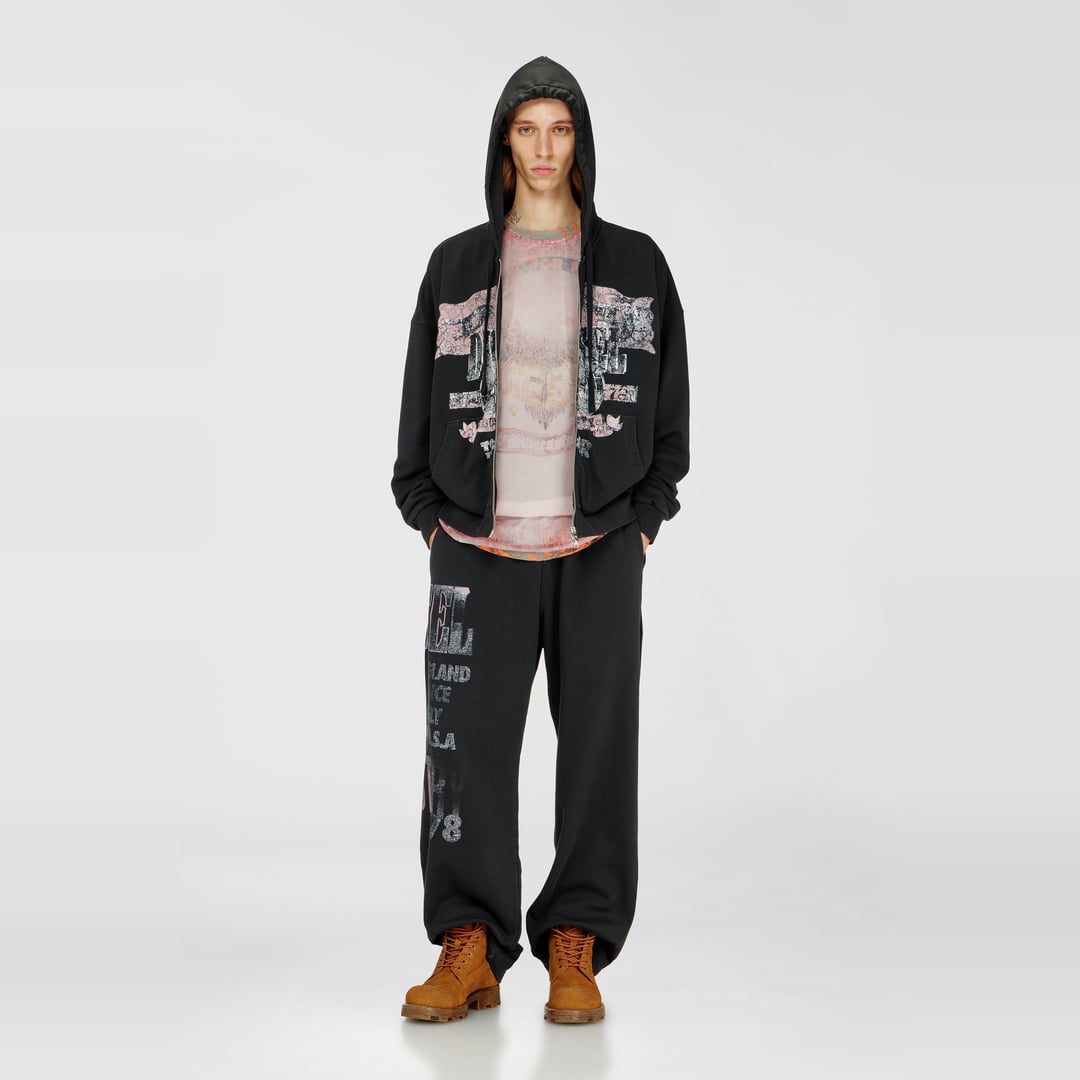 Diesel - Zip-up hoodie with concert graphics - Sweaters - Man - Black