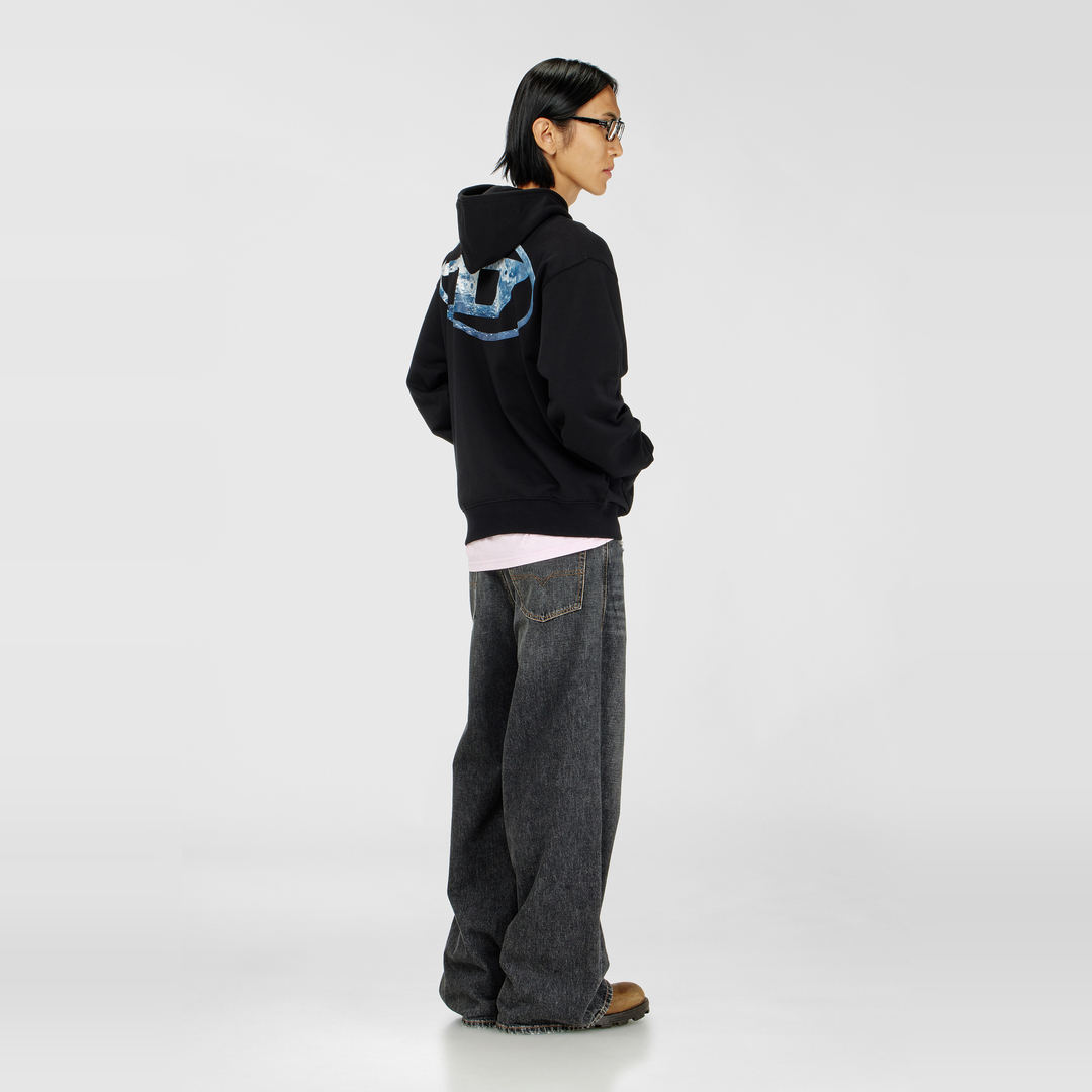 Diesel - Sweat à capuche avec logo Oval D - Pull Cotton - Homme - Noir
