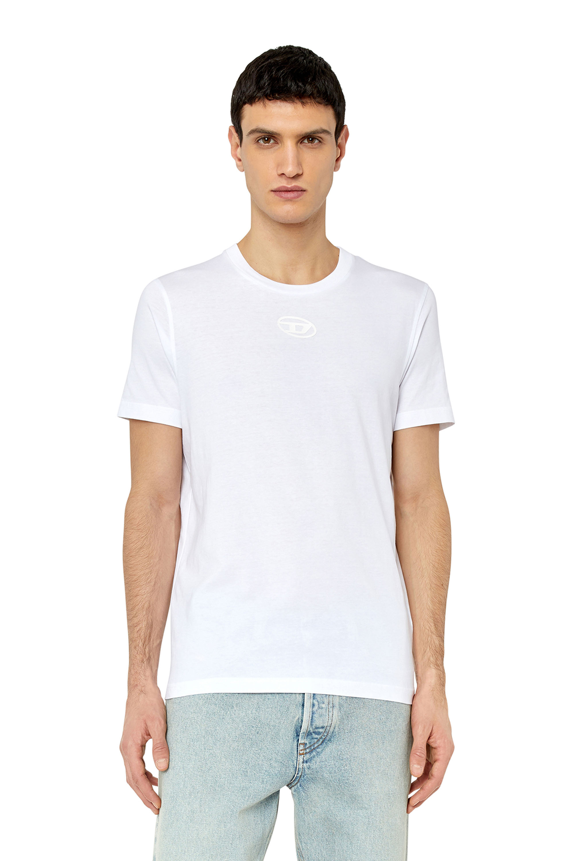 Diesel - T-shirt con logo oval D in rilievo - T-Shirts - Uomo - Bianco