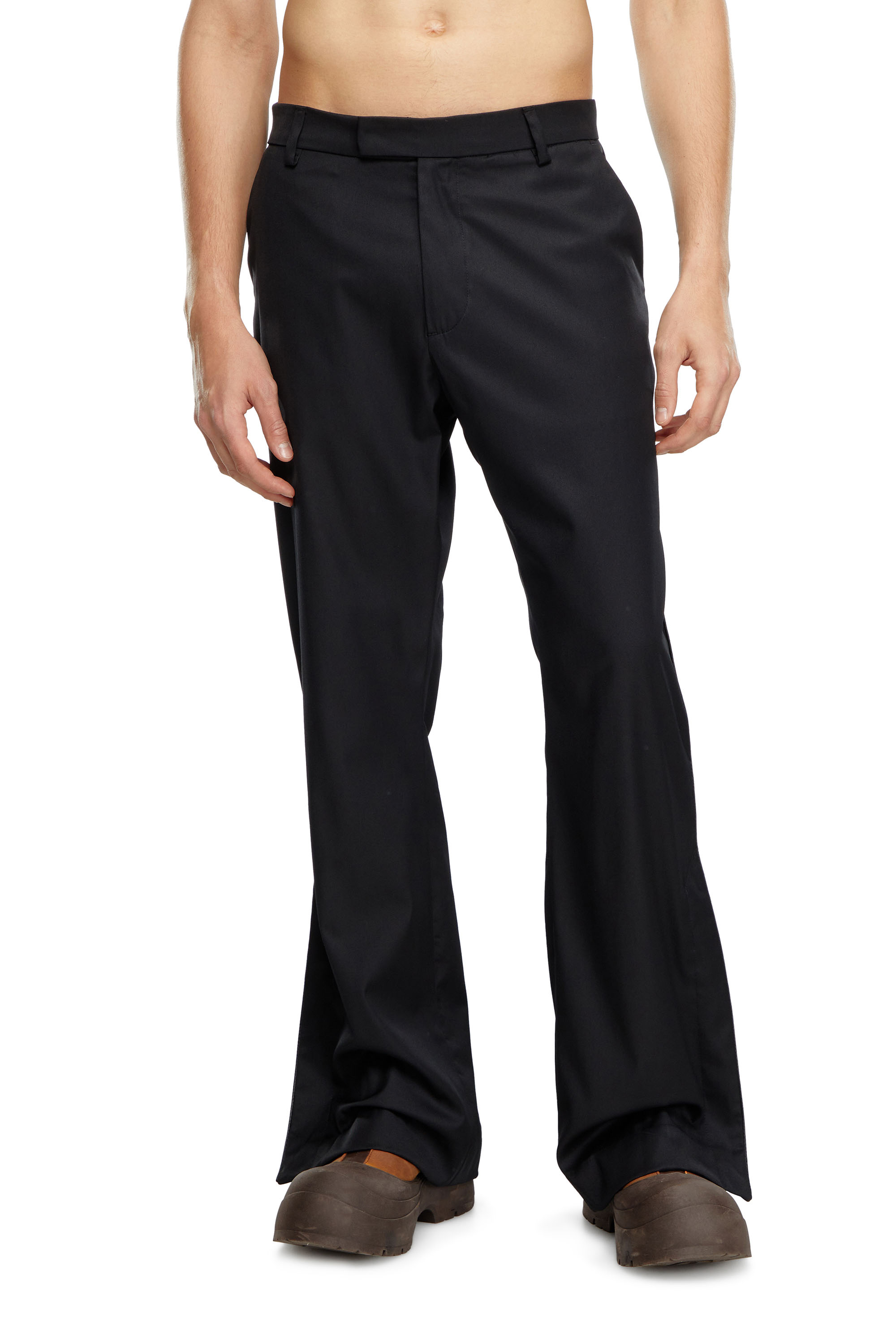 Diesel - Wool-nylon pants with side slits - Pants - Man - Black