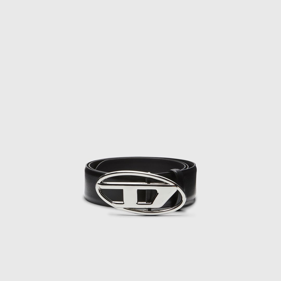 Diesel - 4cm Leather belt with Oval D buckle - Belts - Man - Black