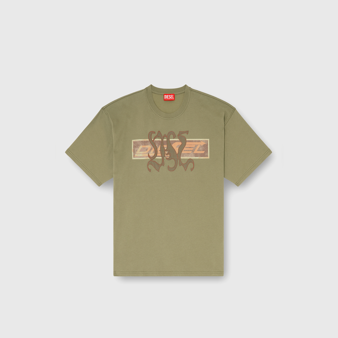 Diesel - T-shirt avec imprimé graphique et patchs - T-Shirts - Homme - Vert