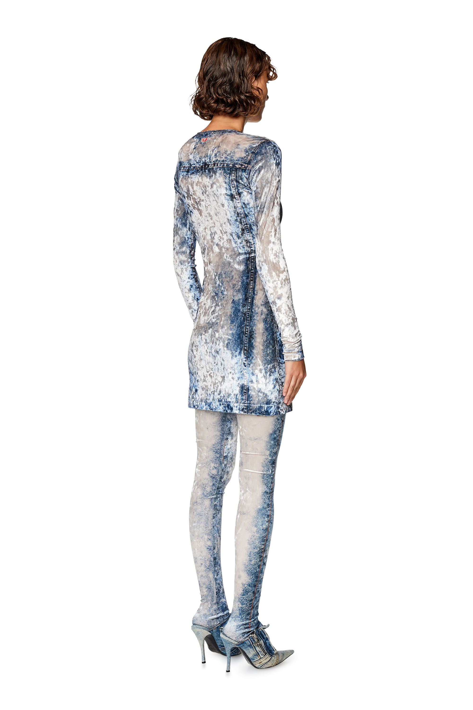 Diesel - Chenille minidress with trompe l'oeil print - Dresses - Woman - Blue