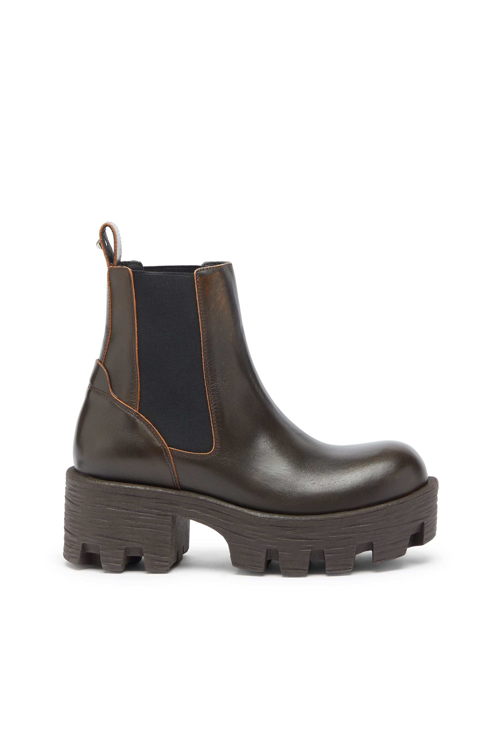 Diesel - D-Hammer - Chelsea boots in leather with lug sole - Boots - Woman - Brown