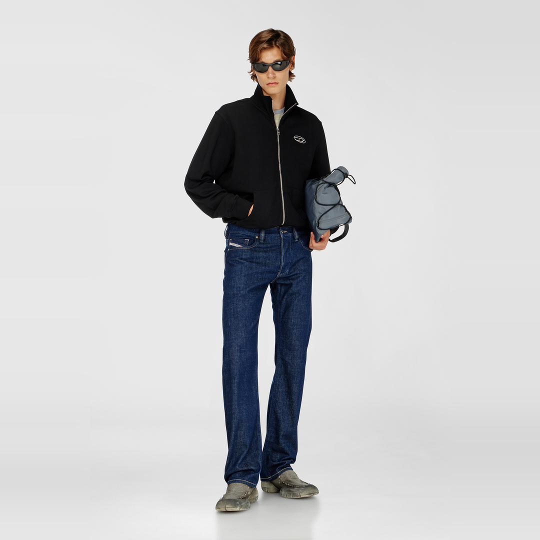 Diesel - Sweat-shirt zippé avec logo métallisé - Pull Cotton - Homme - Noir