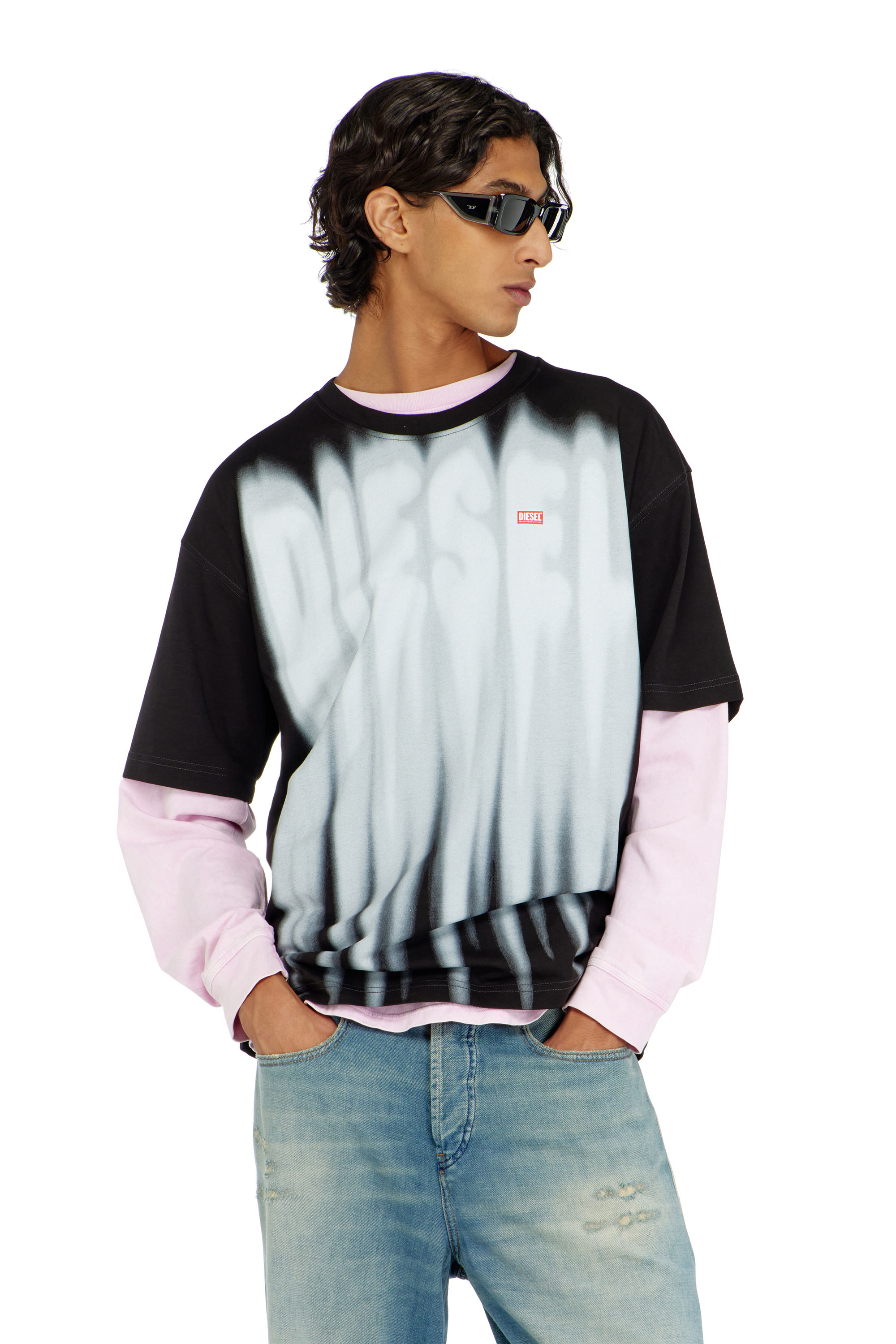 Diesel - Cotton T-shirt with bold logo print - T-Shirts - Man - Multicolor