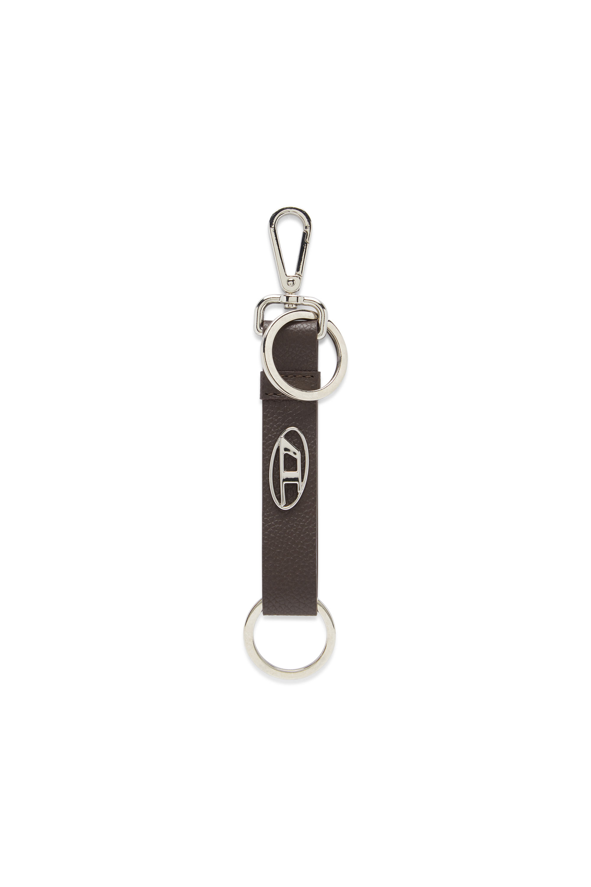 Diesel - Leather keyring with logo plaque - Bijoux and Gadgets - Man - Brown