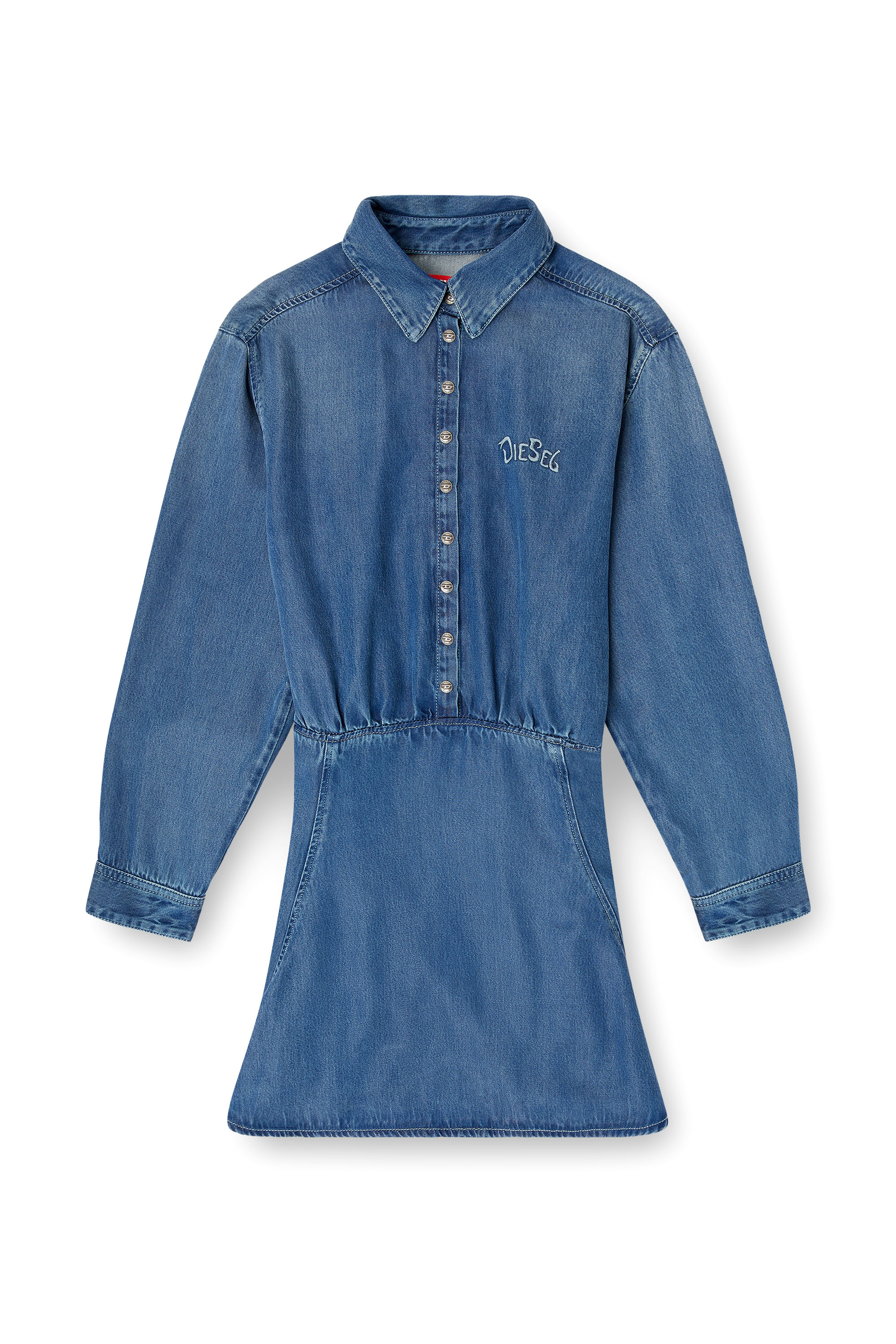 Diesel - DE-DREVIA-S, Woman's Denim dress with back embroidery in Medium blue - 3