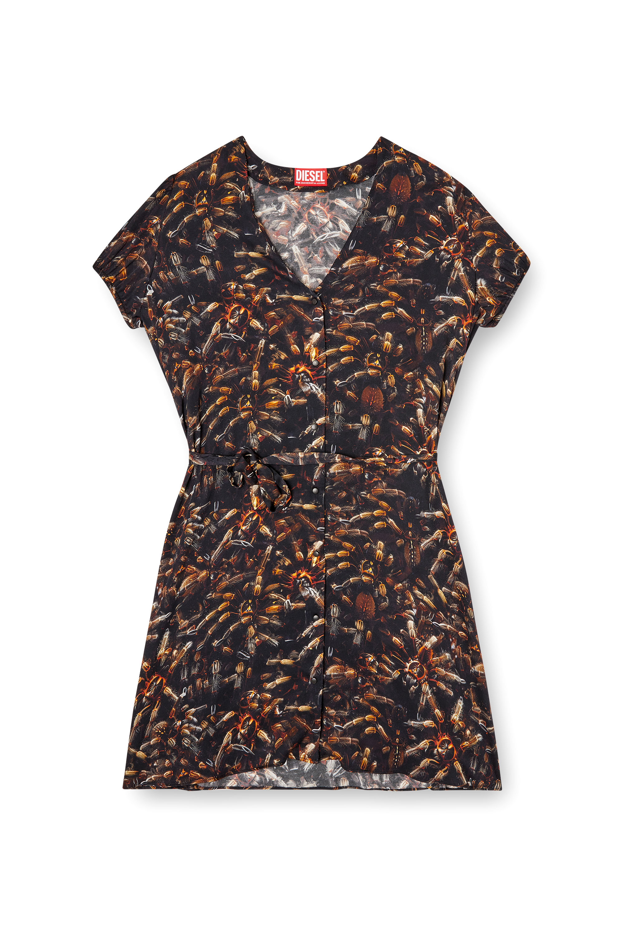 Diesel - D-OLLISH, Woman's Viscose dress with waist belt in Black - 3