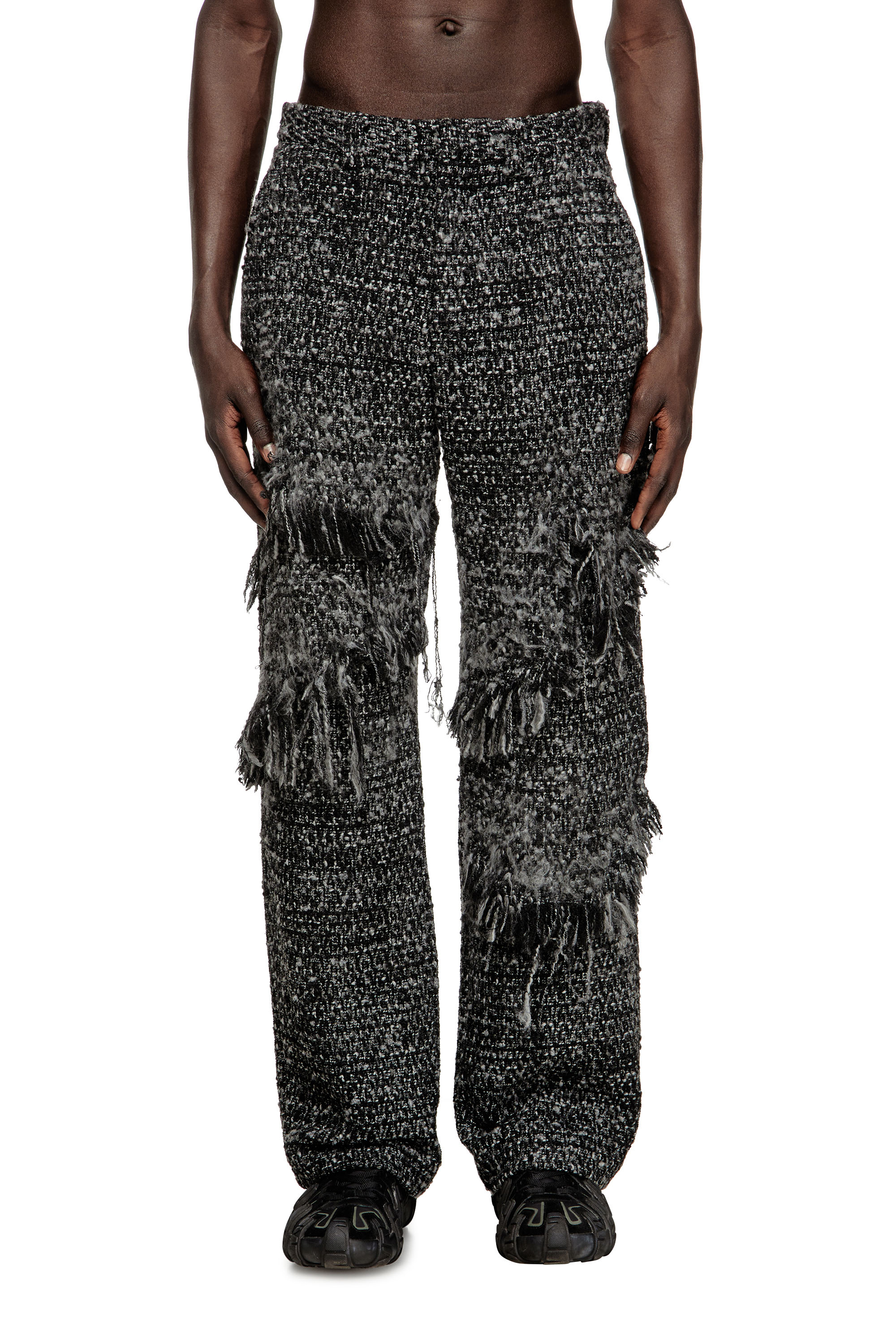 Diesel Layered Pants In Destroyed Bouclé In Gray