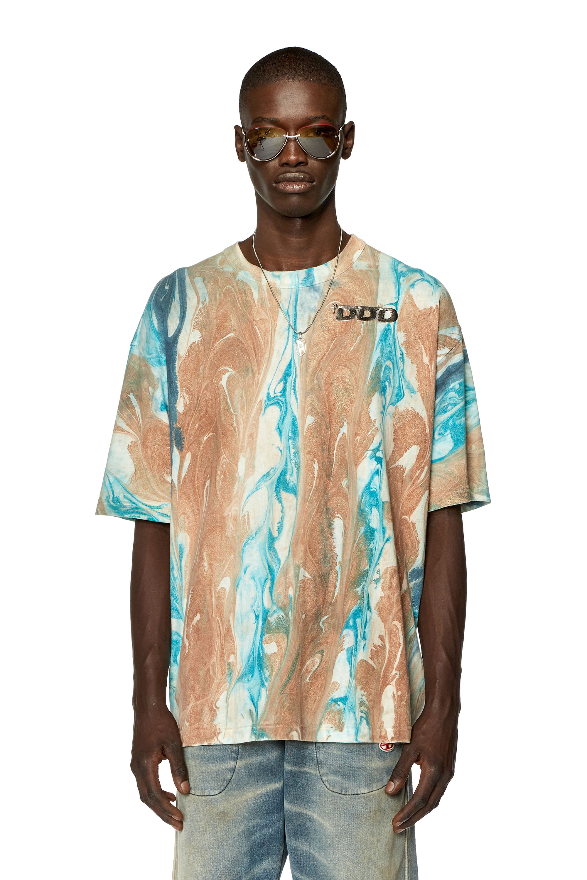Diesel - T-shirt with marble print - T-Shirts - Man - Multicolor