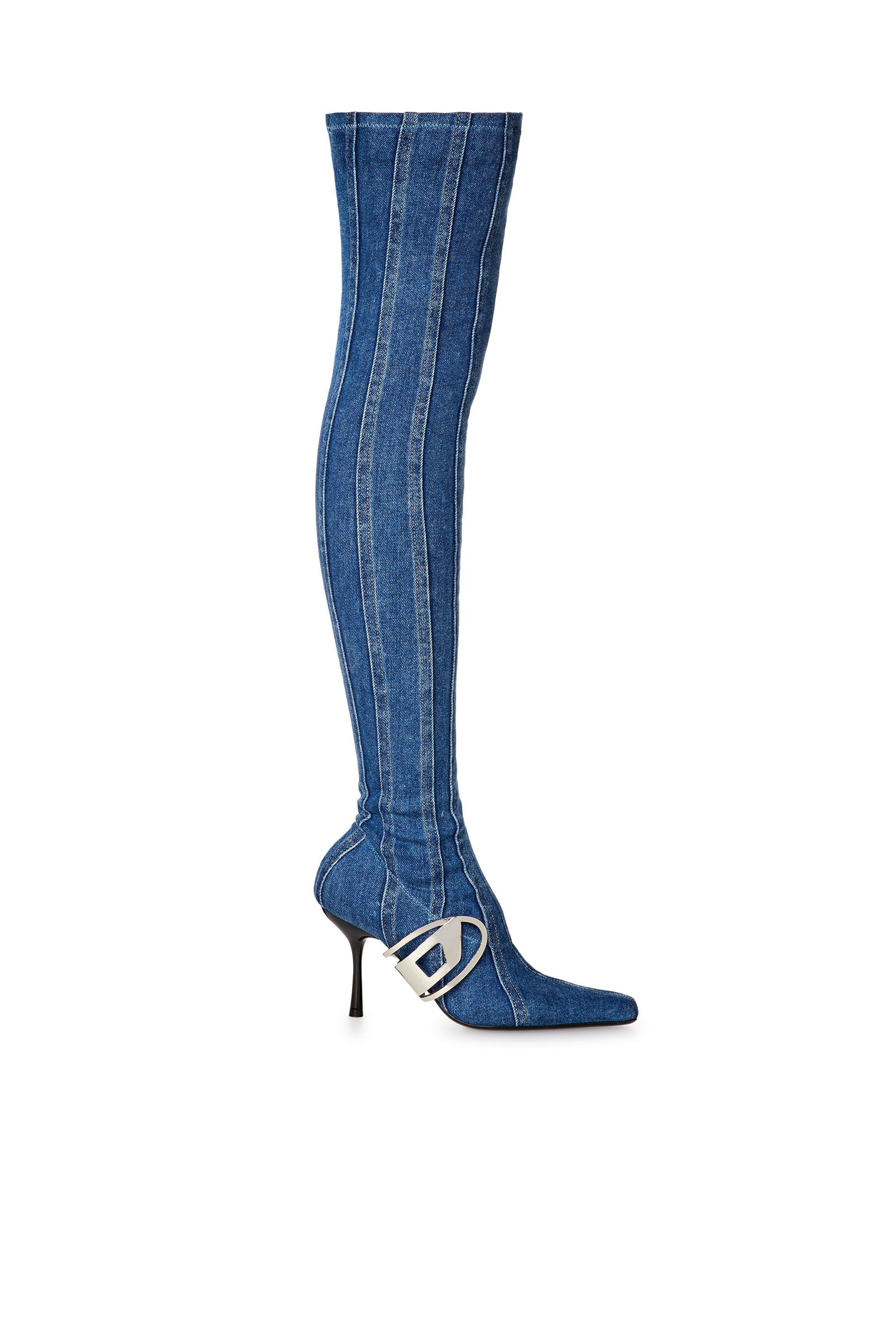 Diesel - D-Eclipse TBT C - Thigh-high boot in stretch denim - Boots - Woman - Blue