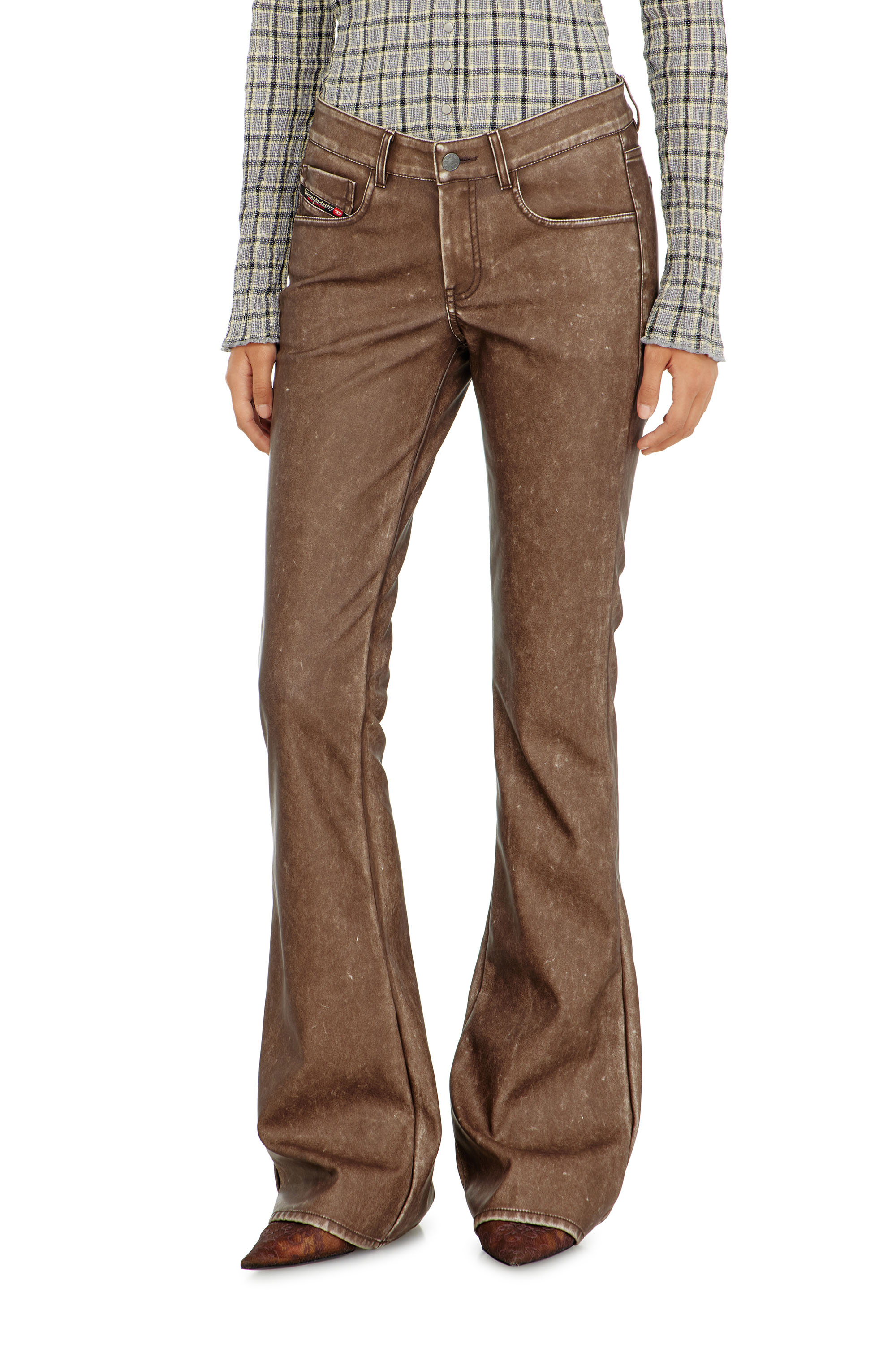 Diesel Damen Braun - Bootcut-Hose Aus Beschichtetem Material - Hosen Größe 44