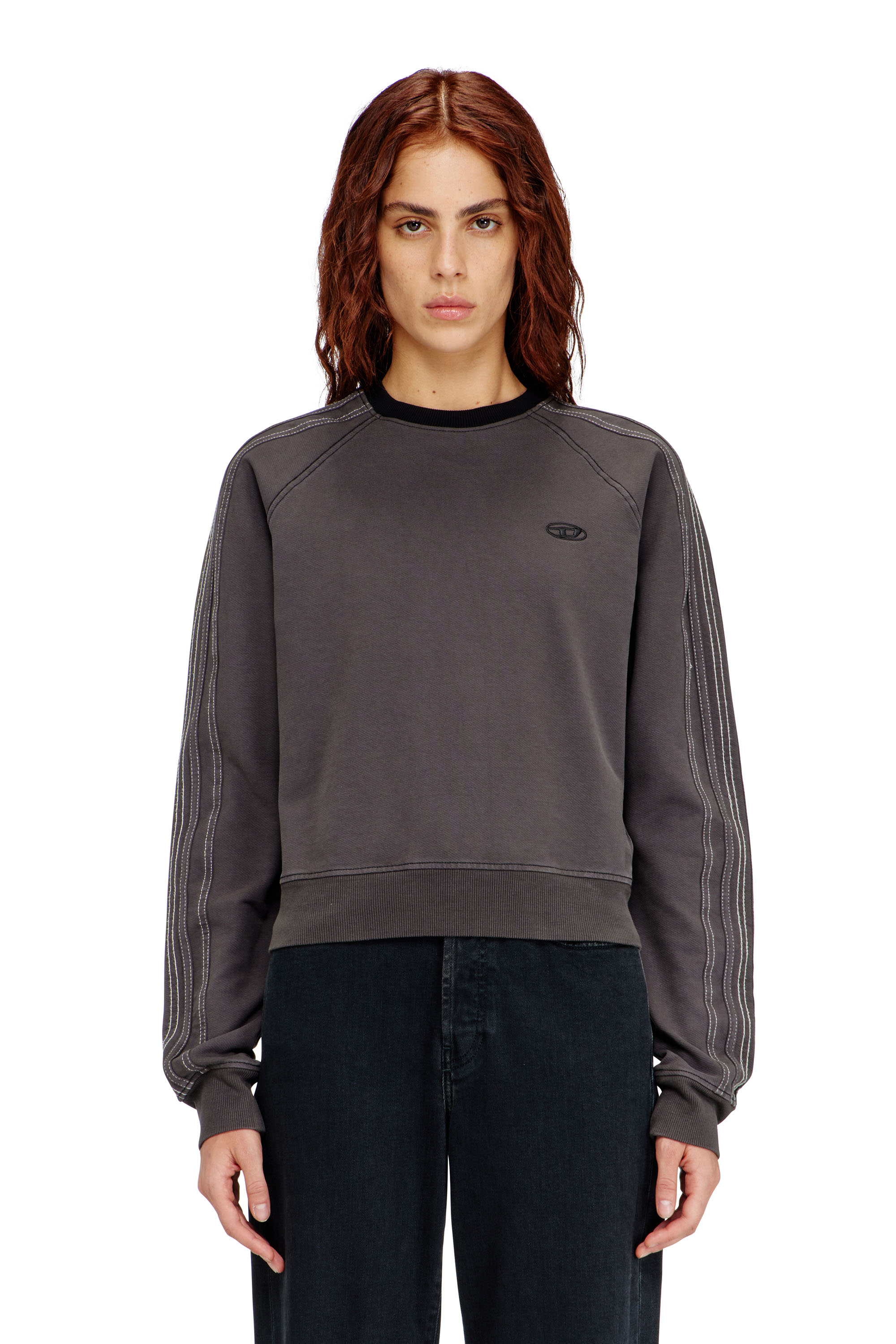 Diesel - Sweatshirt with bands and Oval D embroidery - Sweaters - Woman - Grey