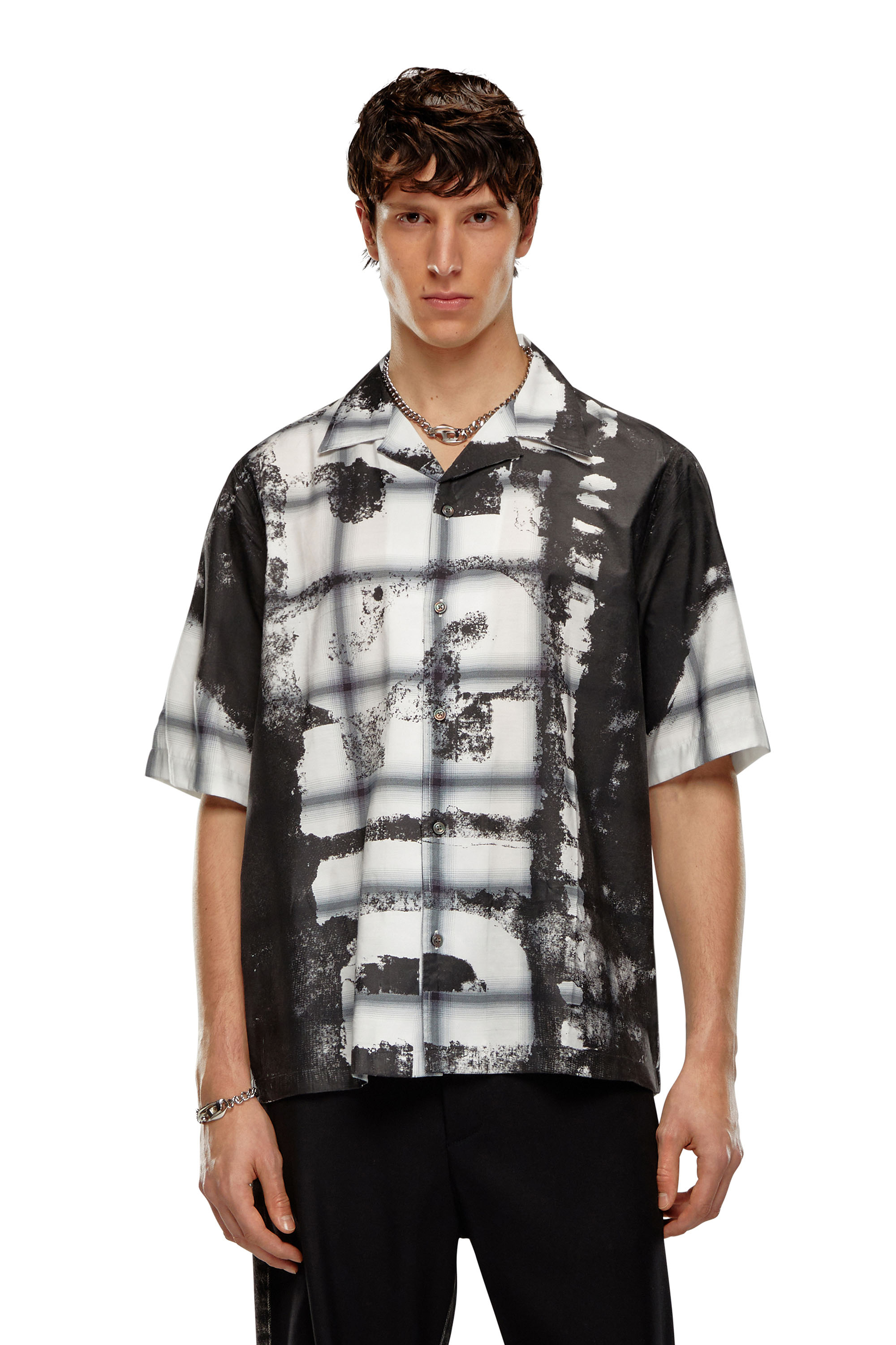 Diesel - Check bowling shirt with fading logo - Shirts - Man - Multicolor