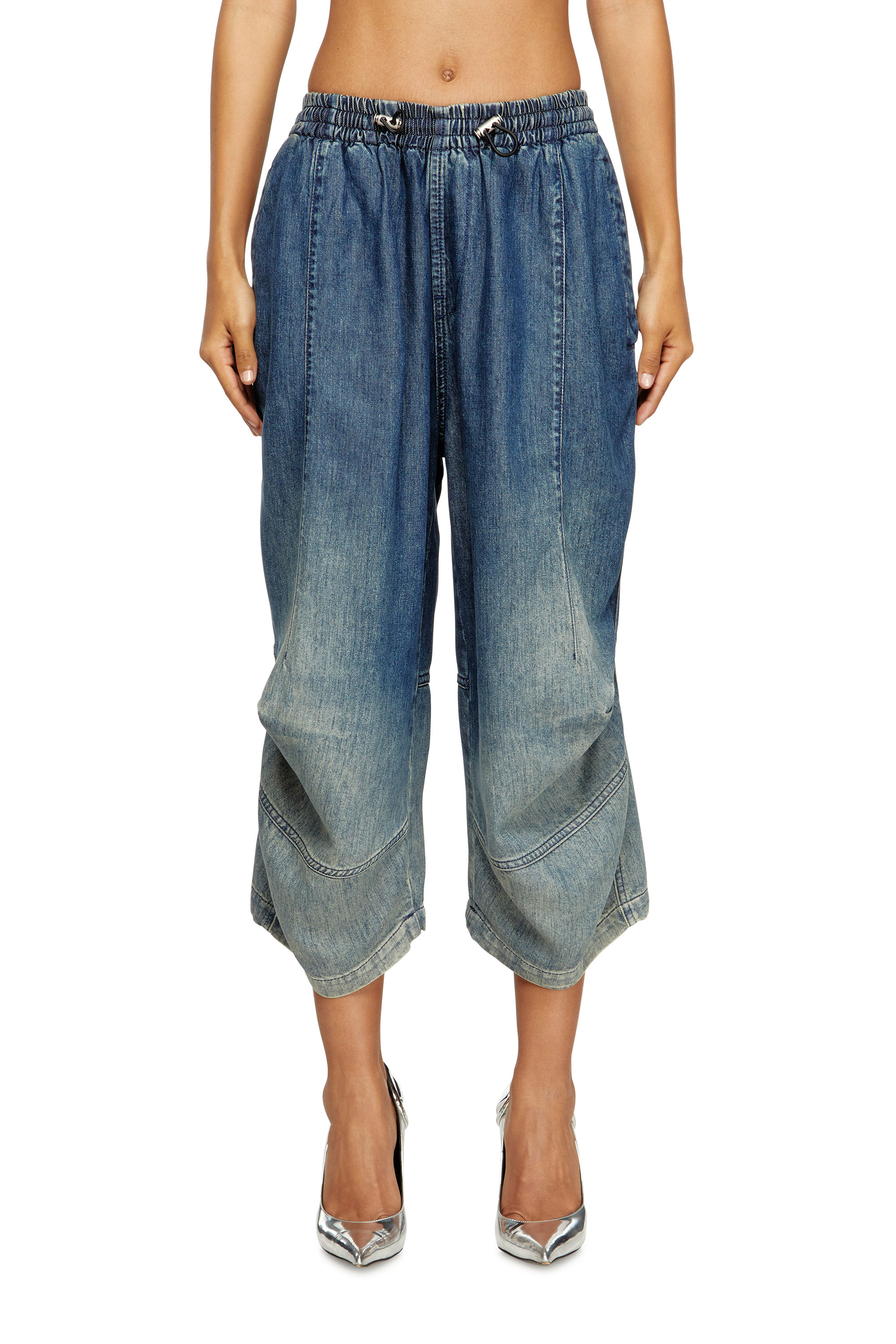 Diesel - D-PARI-SHORT-S, Unisex's Ergonomic shorts in shaded denim in Medium blue - 1