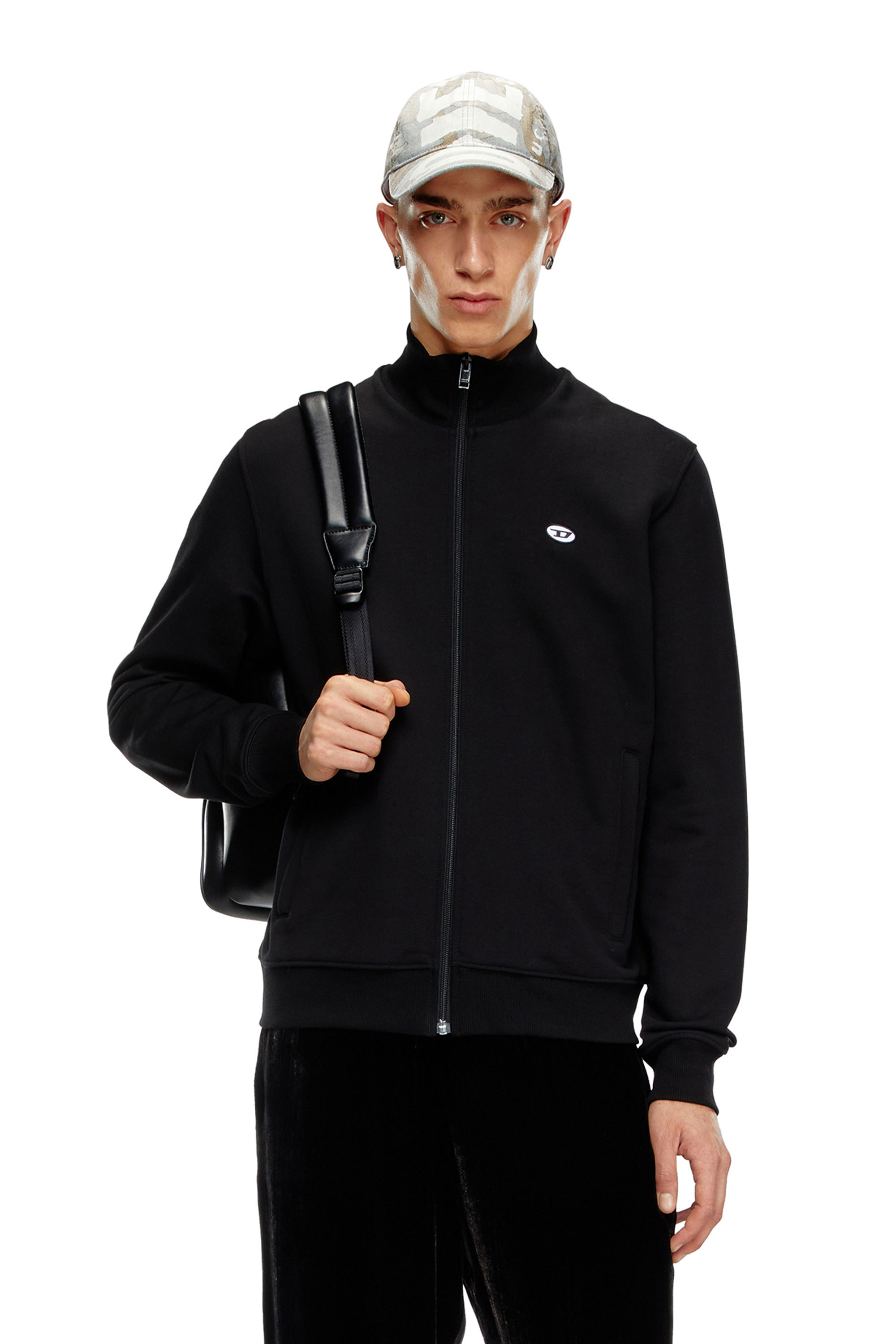 Shop Diesel Track Jacket With Oval D Patch In Black