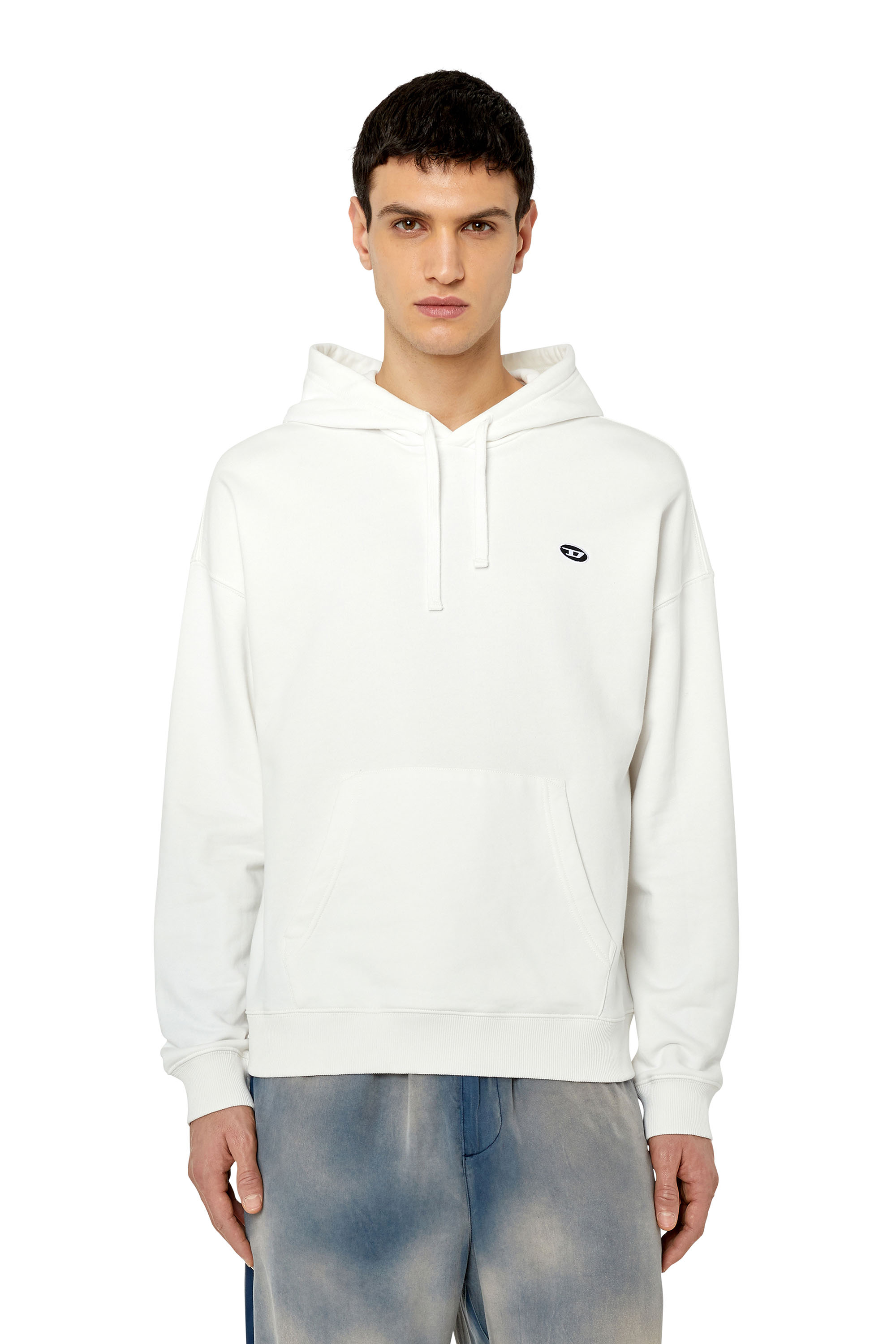 Diesel - Hoodie with oval D patch - Sweaters - Man - White