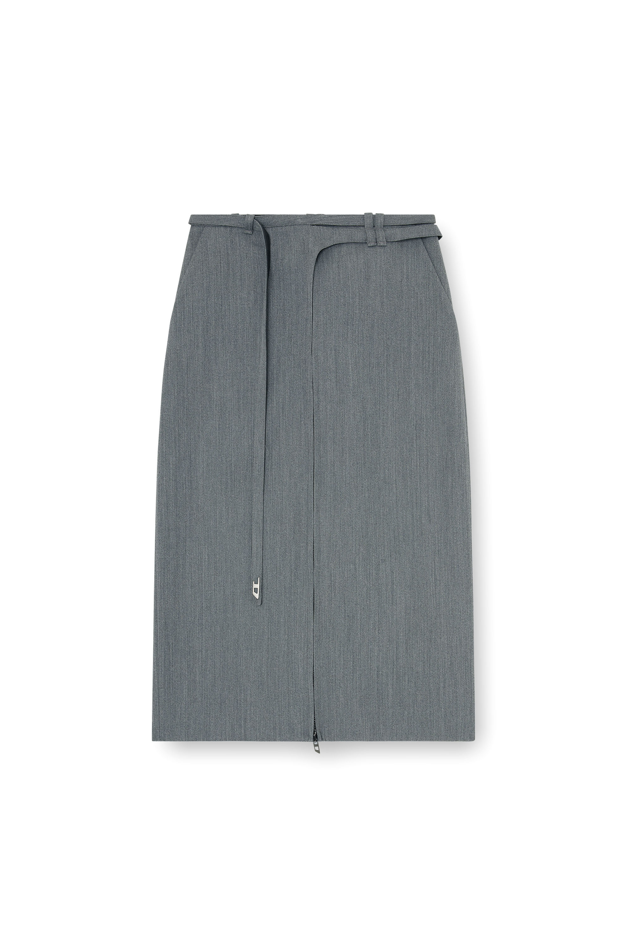 Diesel - O-RICE, Woman's Tailored midi pencil skirt with biker straps in Grey - 2