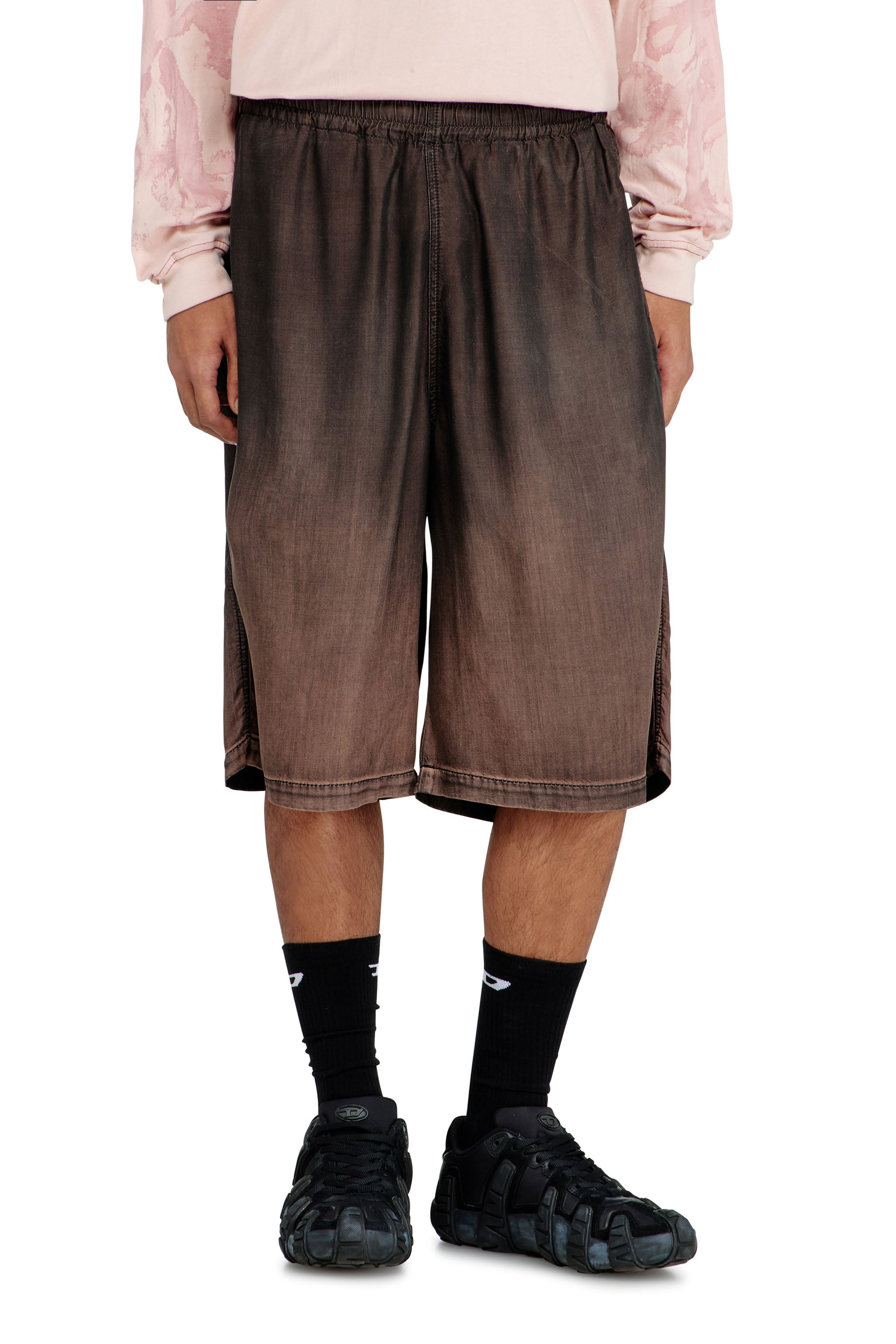 Diesel – Relaxed bermuda shorts in fluid coated denim – Denim short pants – Unisex – Brown