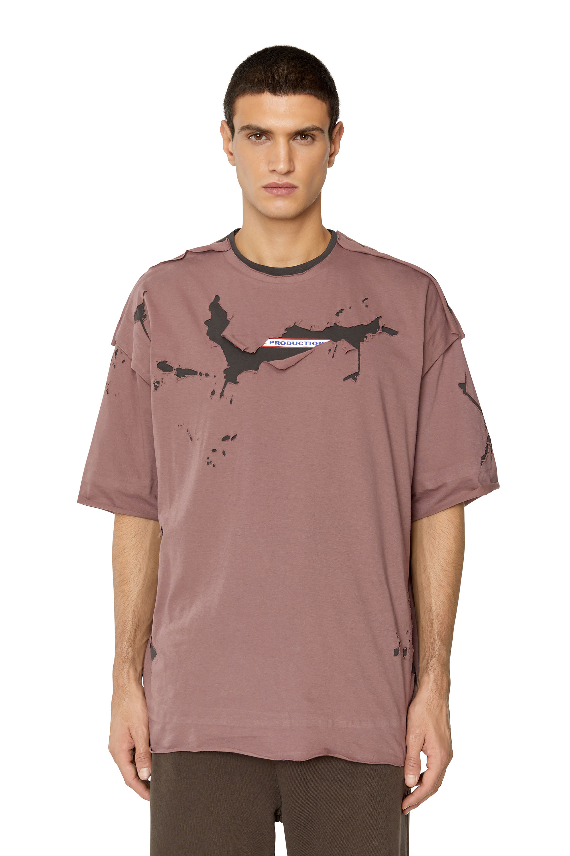 Diesel - T-shirt con logo ed effetto peel-off - T-Shirts - Uomo - Viola