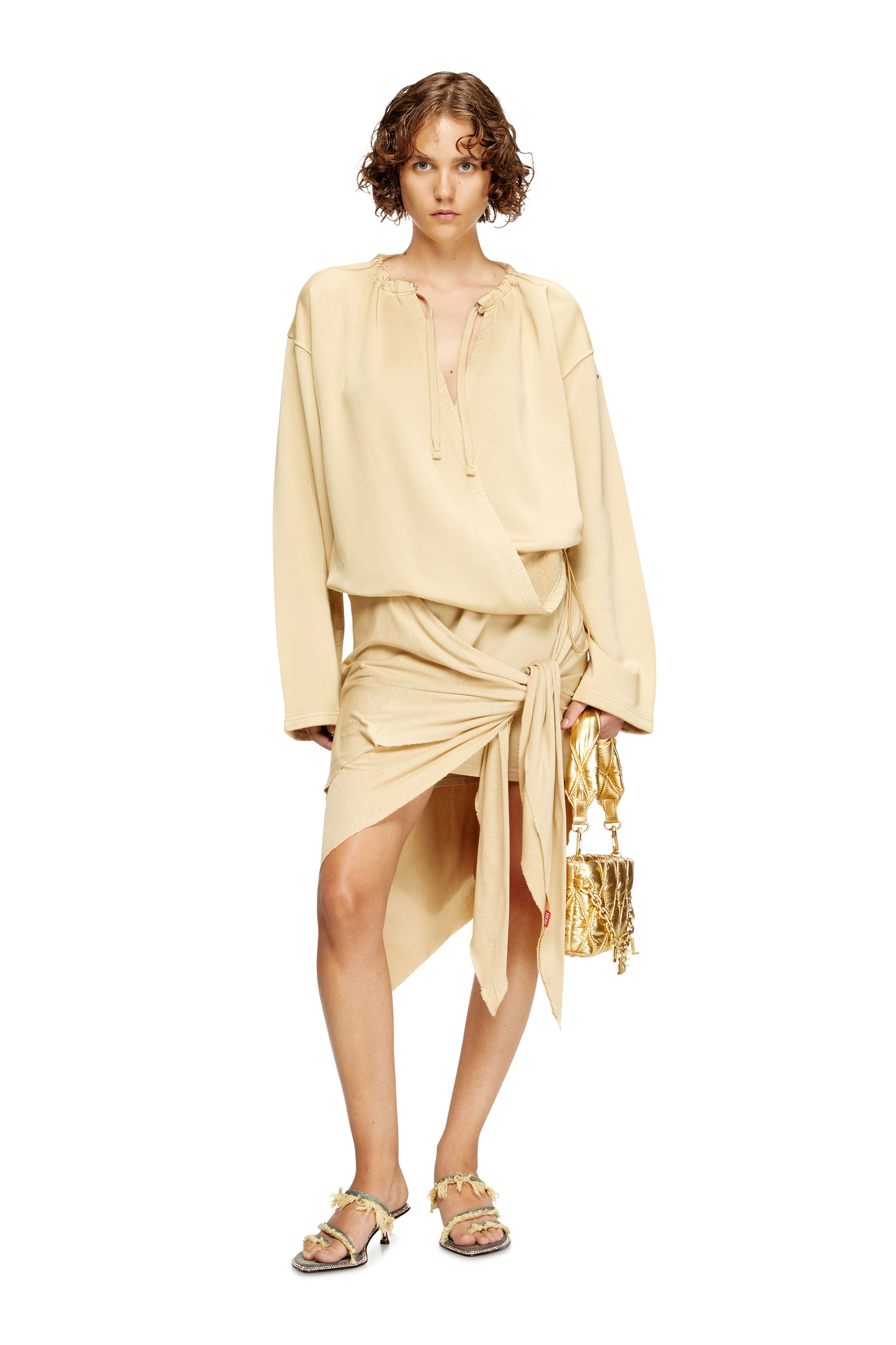 Diesel - D-HAVANNA KITTIE, Woman's D-Havanna Kittie-Frayed-denim mules with crystals in Blue - 2