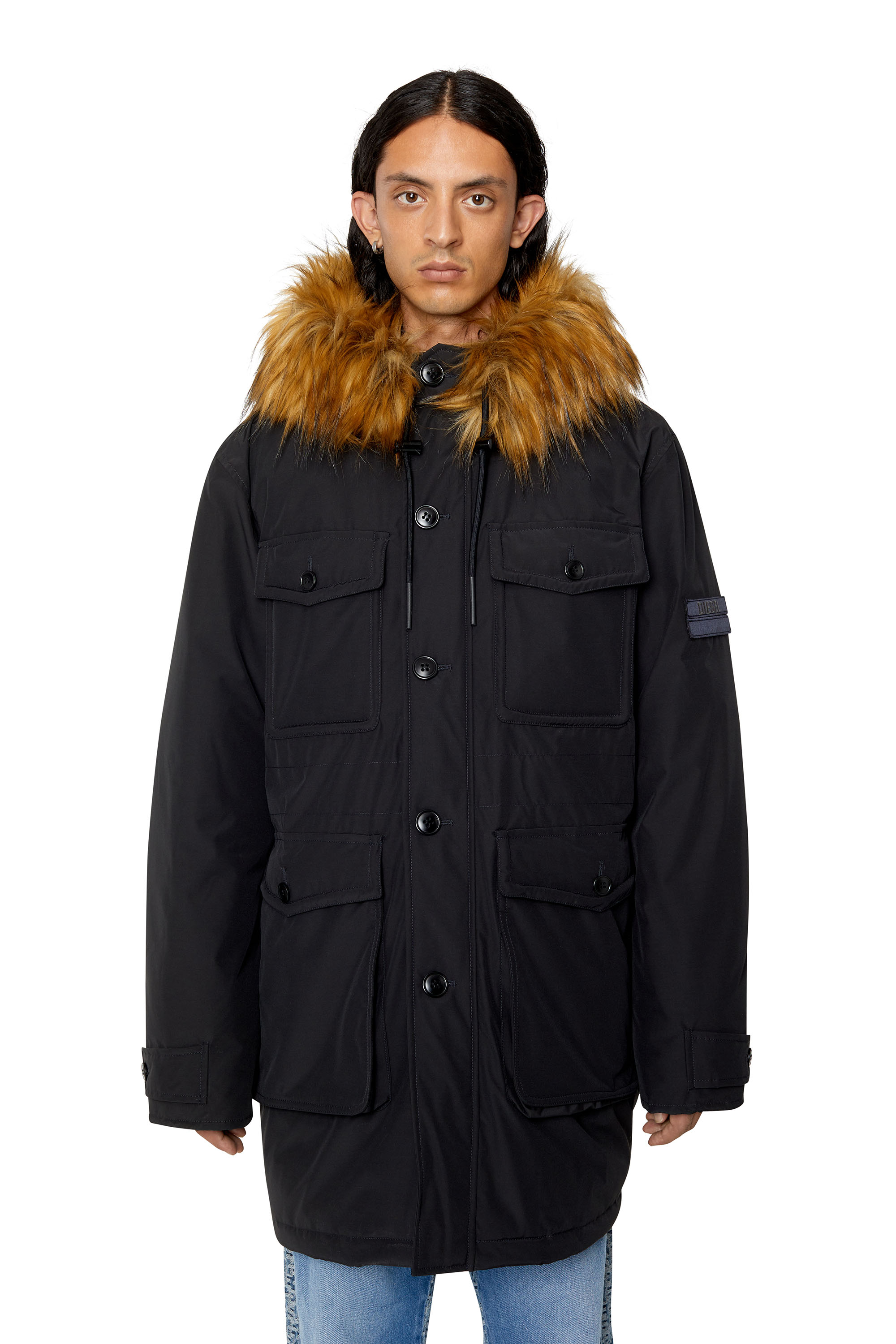 Diesel - Parka imbottito con cappuccio apribile - Giacche invernali - Uomo - Nero