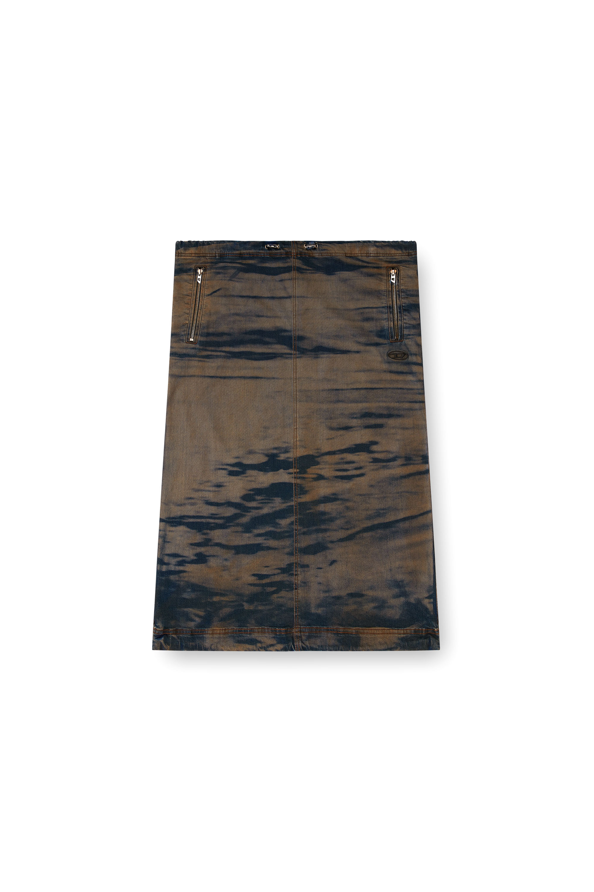 Diesel - O-MIRTOW-DEN, Woman's Midi denim skirt with drawstring in Black/Brown - 3