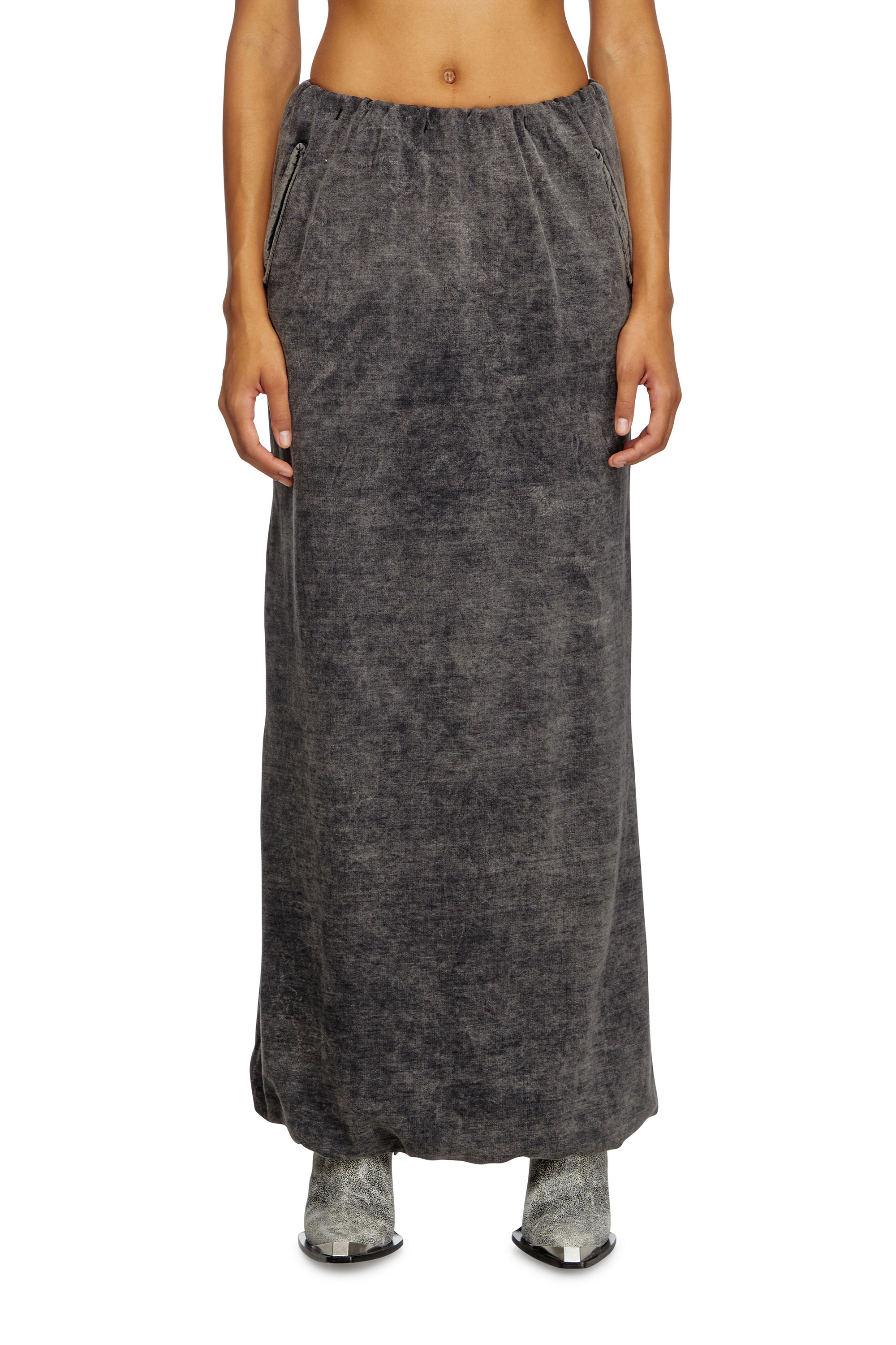 Diesel Mulher Preto - Long Skirt With Denim Effect - Skirts - Woman - Pequeno